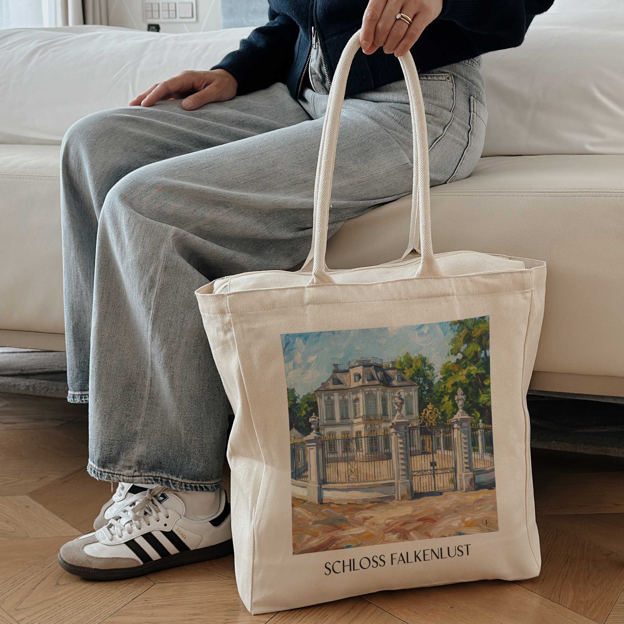 schloss-falkenlust-brühl-deutschland-einkaufstasche-oil-painting-oelgemaelde