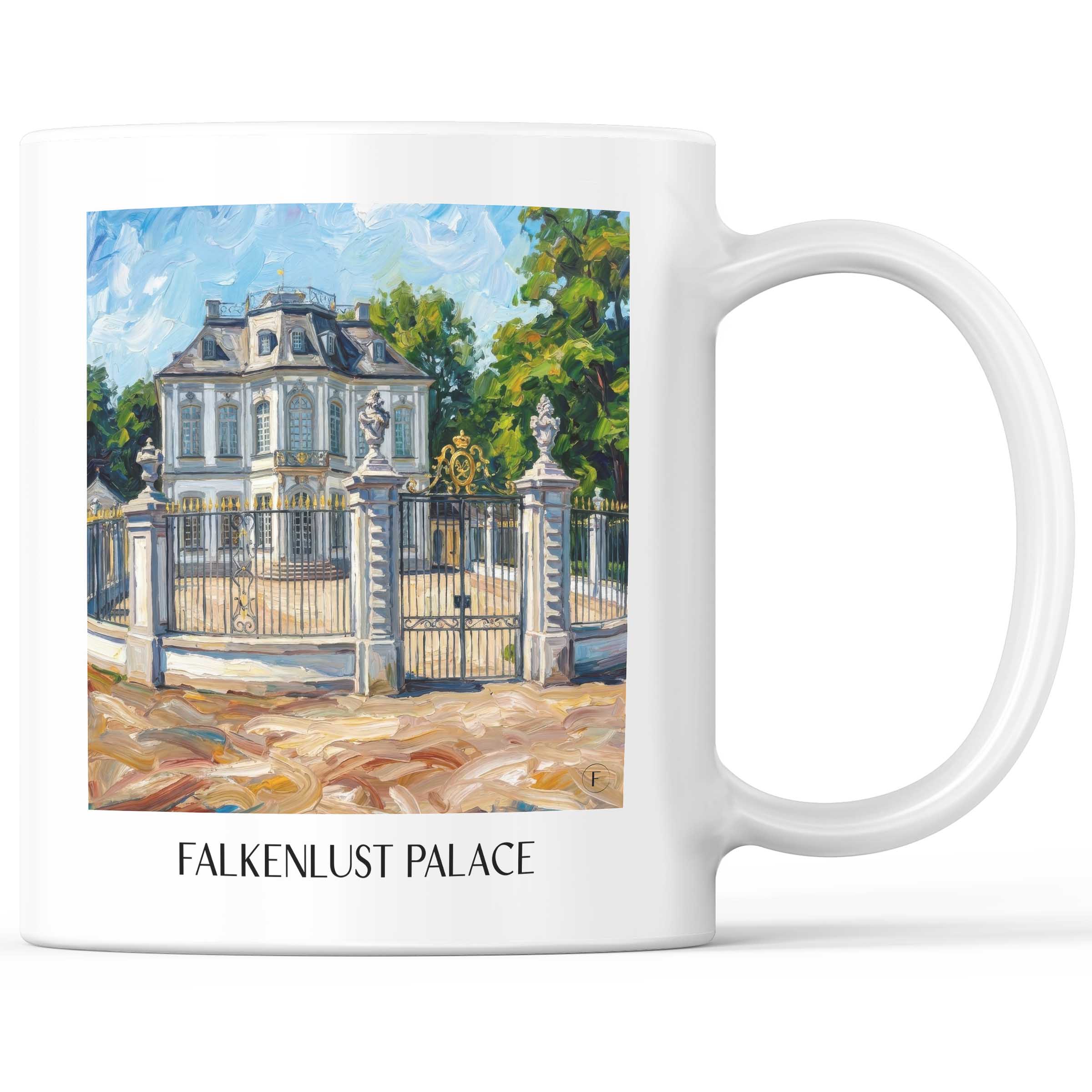Schloss Falkenlust Kaffeebecher - Brühl - Deutschland Becher - Kaffeetasse im Ölgemälde Stil