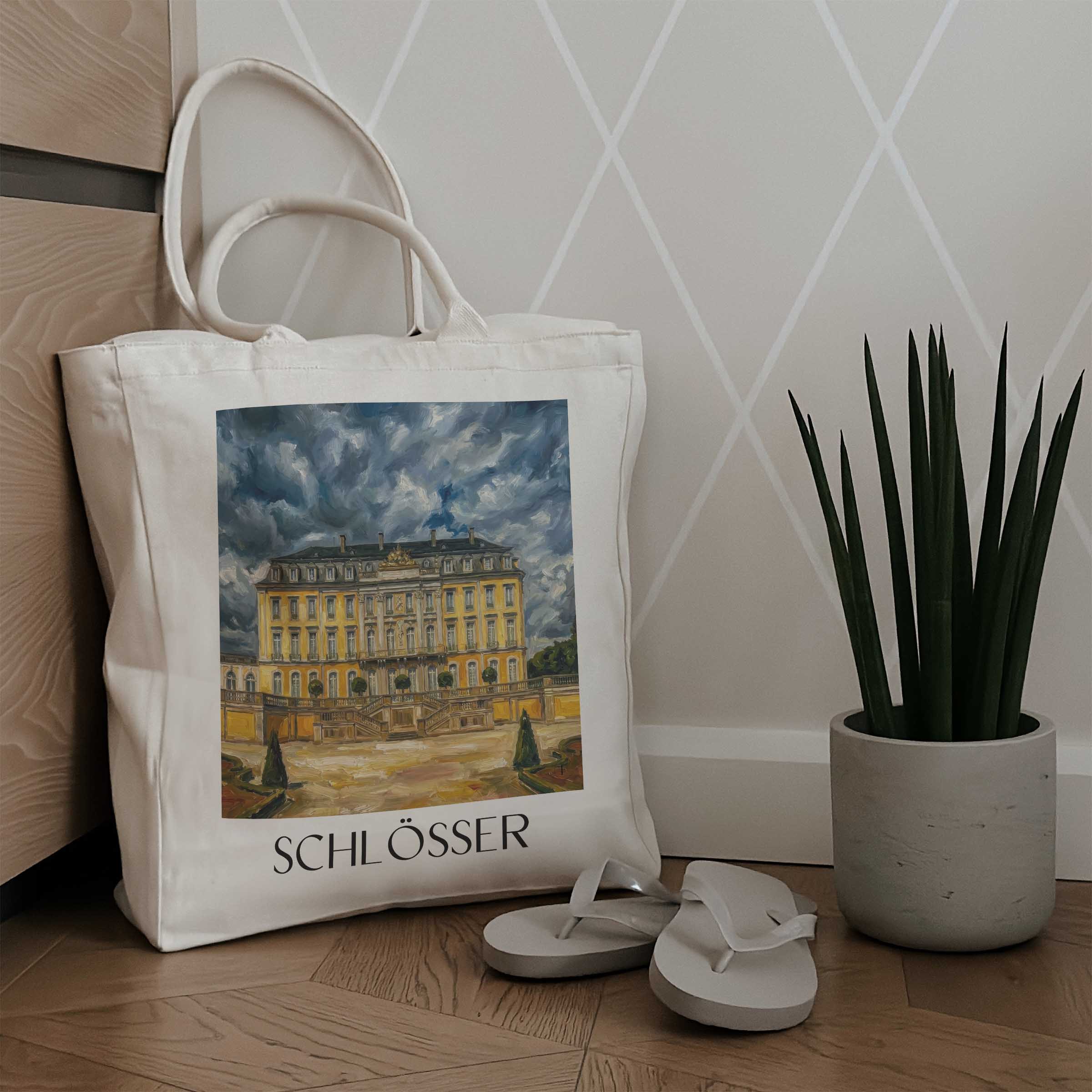 schlösser-brühl-deutschland-einkaufstasche-oil-painting-oelgemaelde