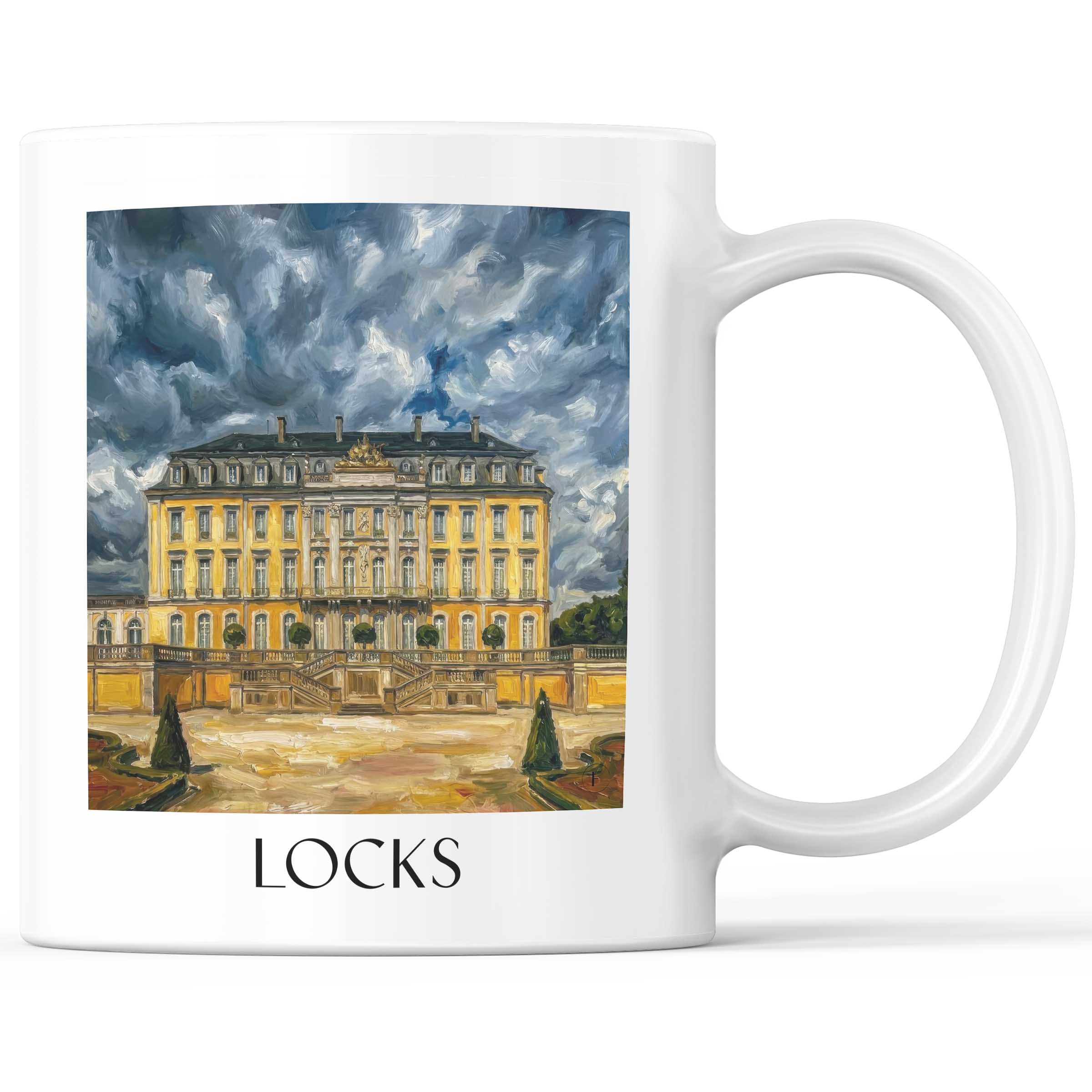 Schlösser Kaffeebecher - Brühl - Deutschland Becher - Kaffeetasse im Ölgemälde Stil