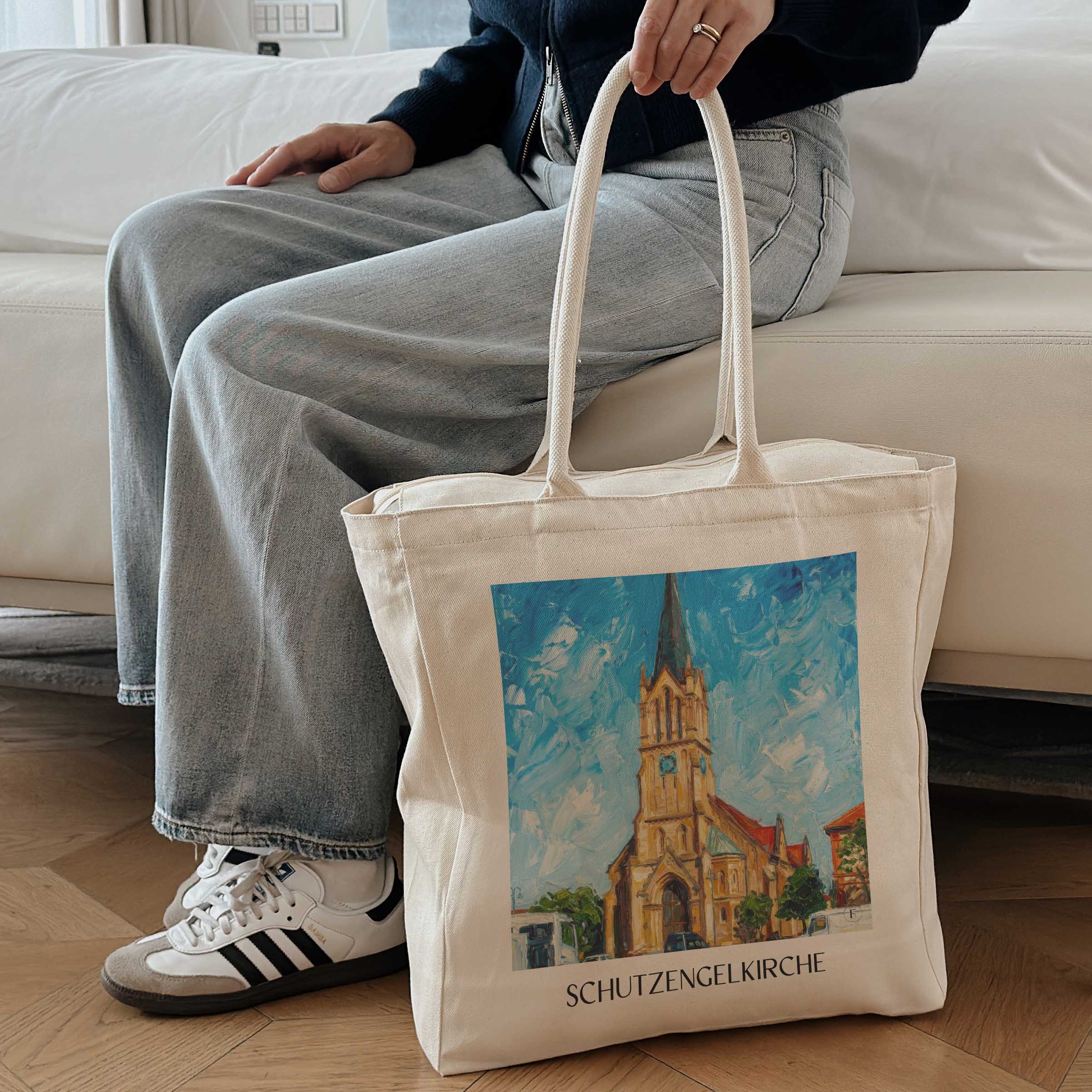schutzengelkirche-brühl-deutschland-einkaufstasche-oil-painting-oelgemaelde