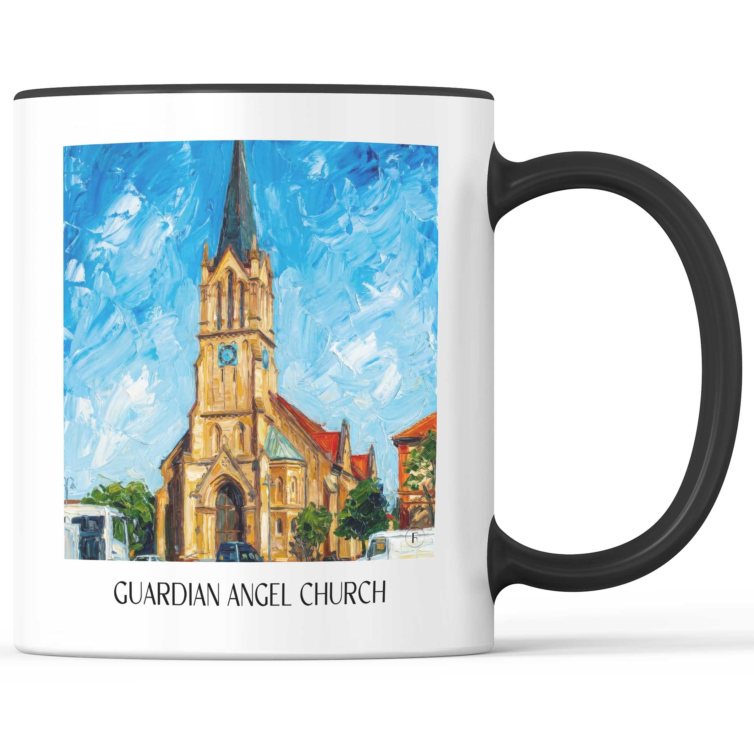 Schutzengelkirche Kaffeebecher - Brühl - Deutschland Becher - Kaffeetasse im Ölgemälde Stil