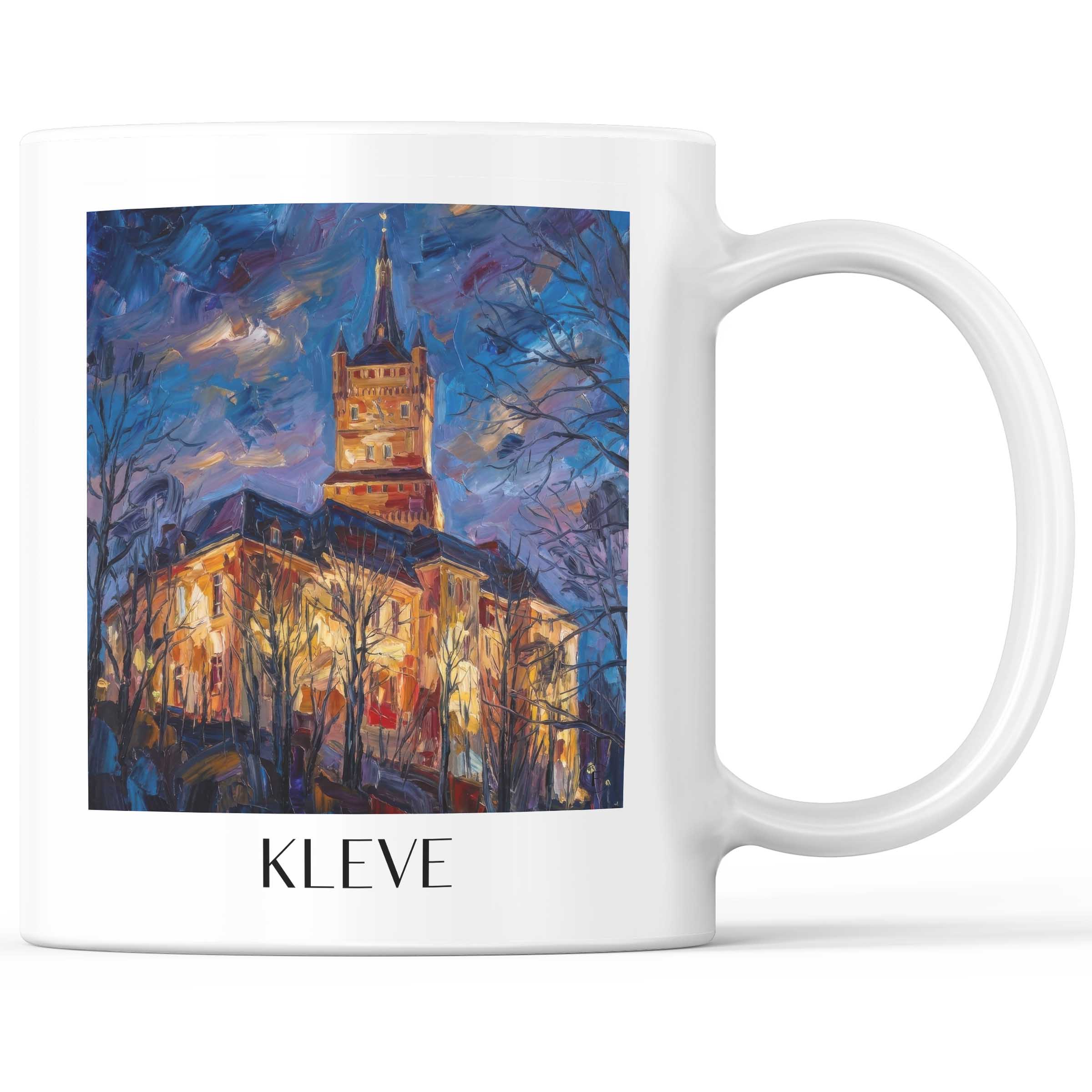 Kleve Kaffeebecher - Niederrhein - Deutschland Becher - Kaffeetasse im Ölgemälde Stil