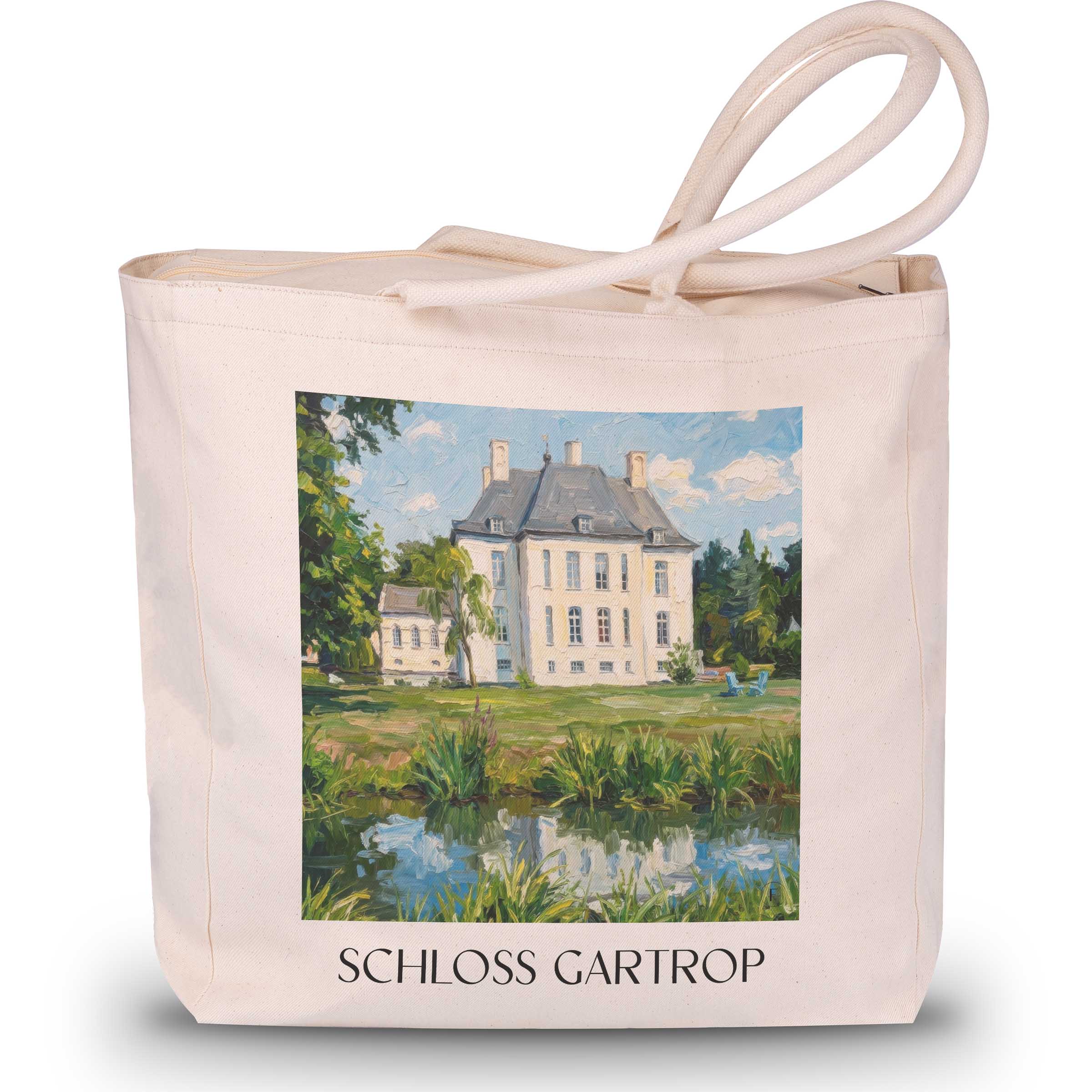schloss-gartrop-niederrhein-deutschland-einkaufstasche-oil-painting-oelgemaelde