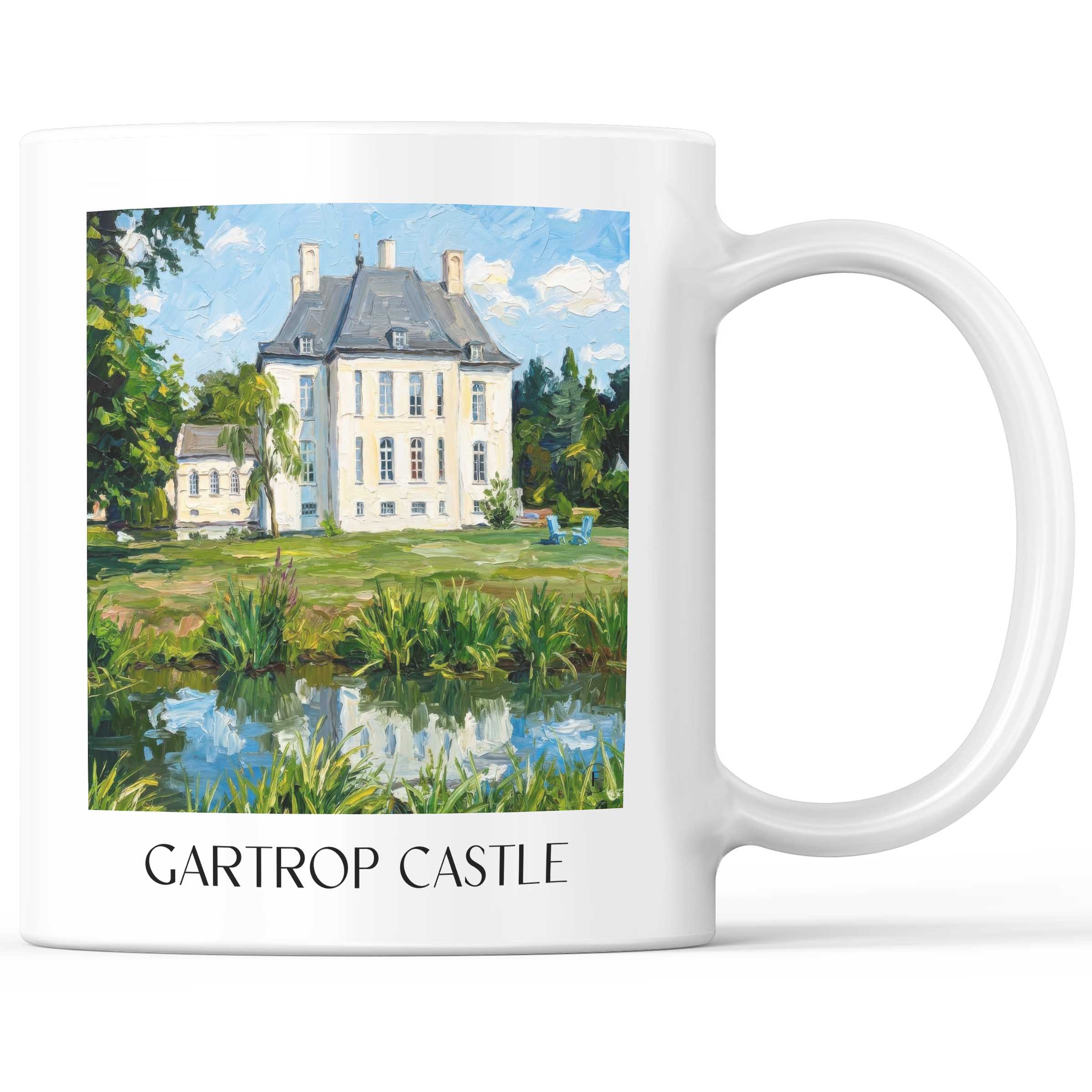 Schloss Gartrop Kaffeebecher - Niederrhein - Deutschland Becher - Kaffeetasse im Ölgemälde Stil