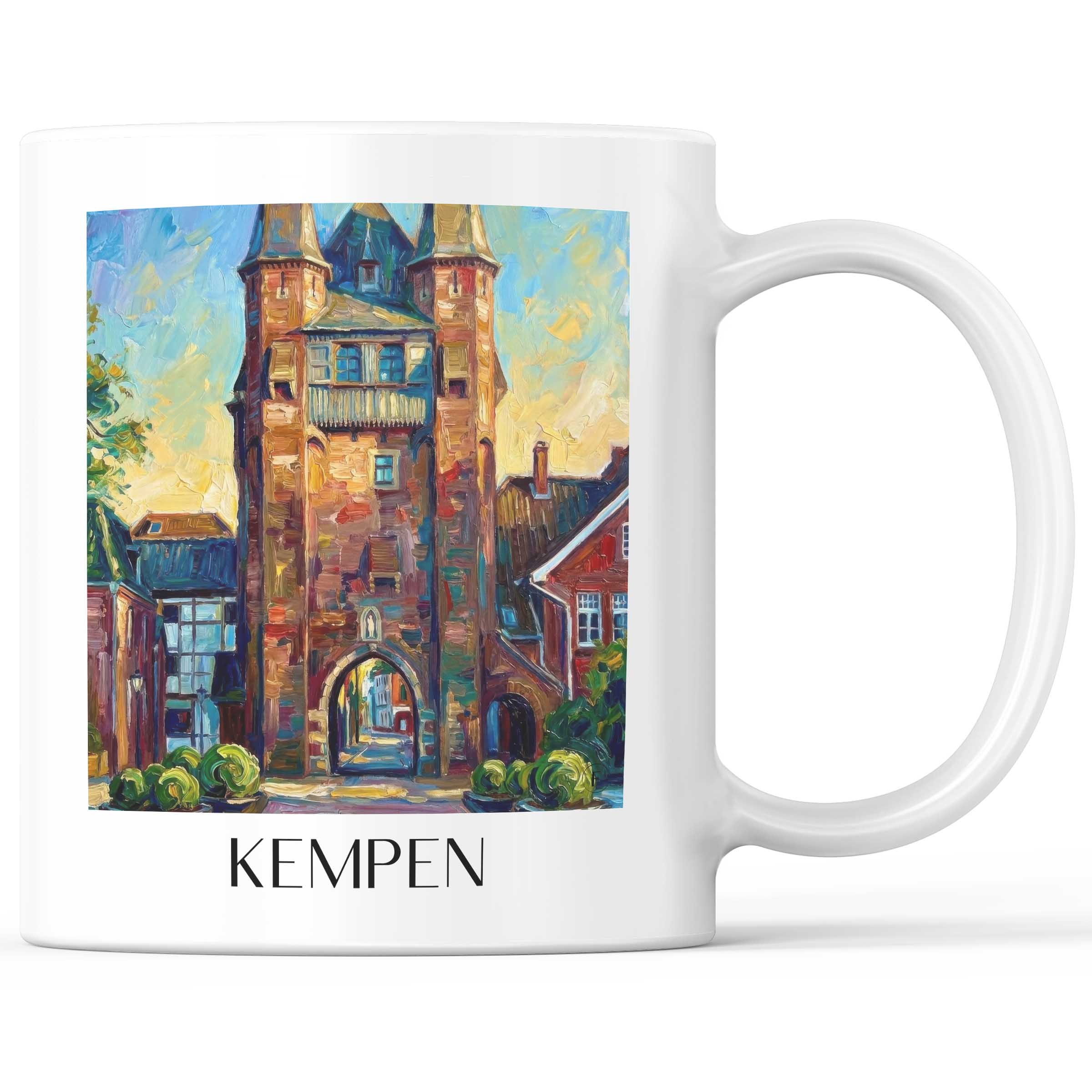 Kempen Kaffeebecher - Niederrhein - Deutschland Becher - Kaffeetasse im Ölgemälde Stil