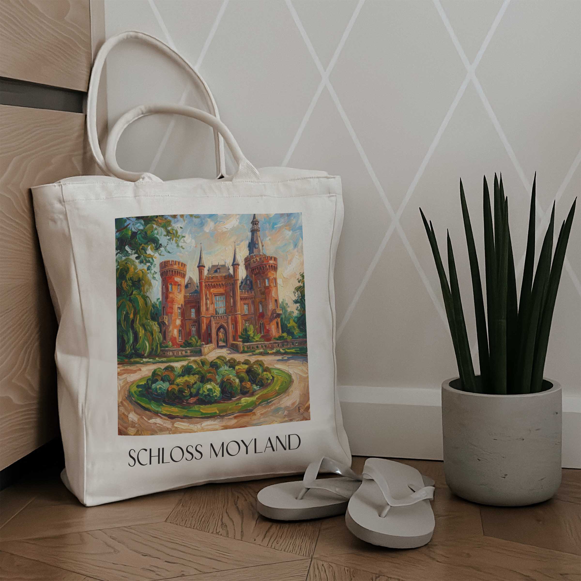schloss-moyland-niederrhein-deutschland-einkaufstasche-oil-painting-oelgemaelde