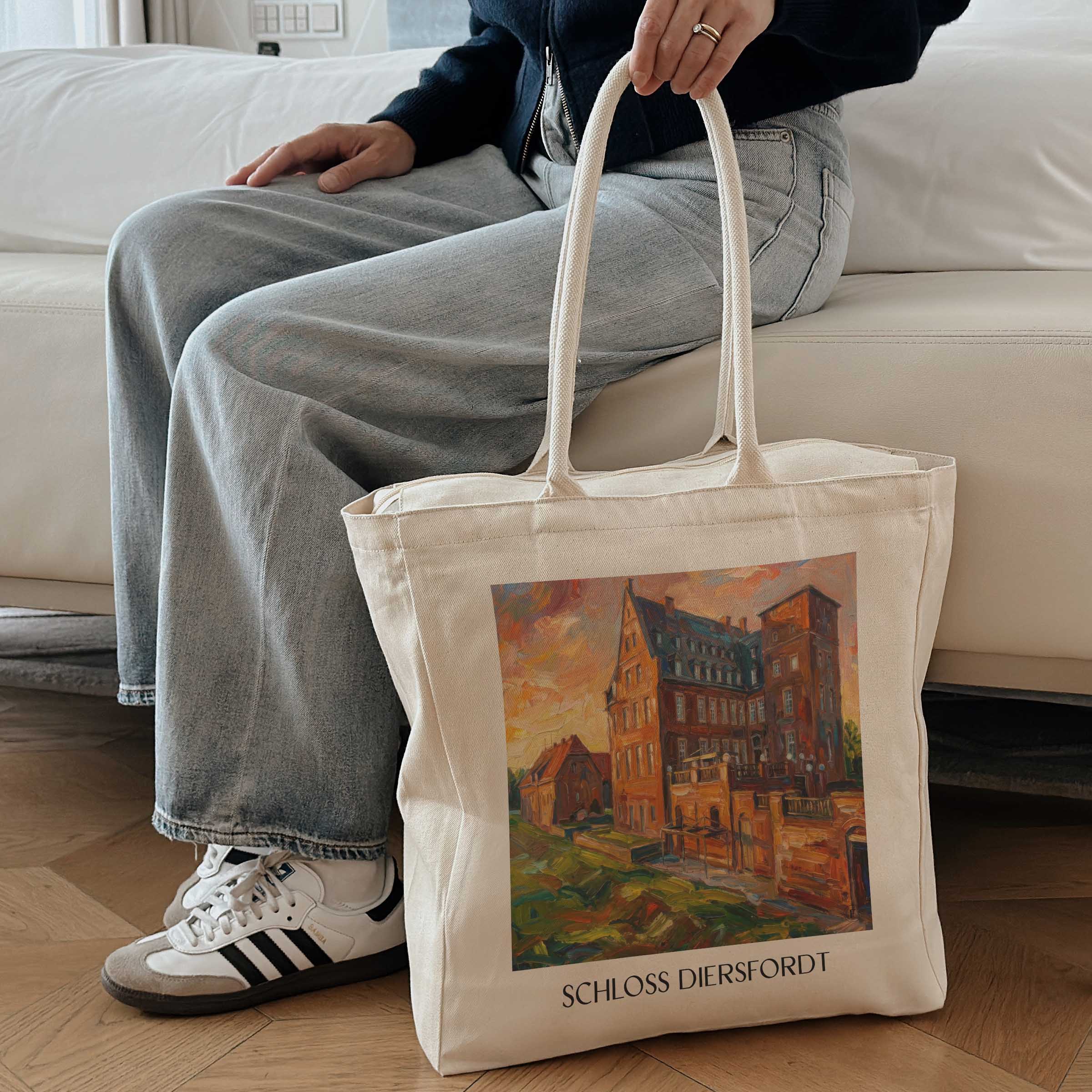 schloss-diersfordt-wesel-deutschland-einkaufstasche-oil-painting-oelgemaelde