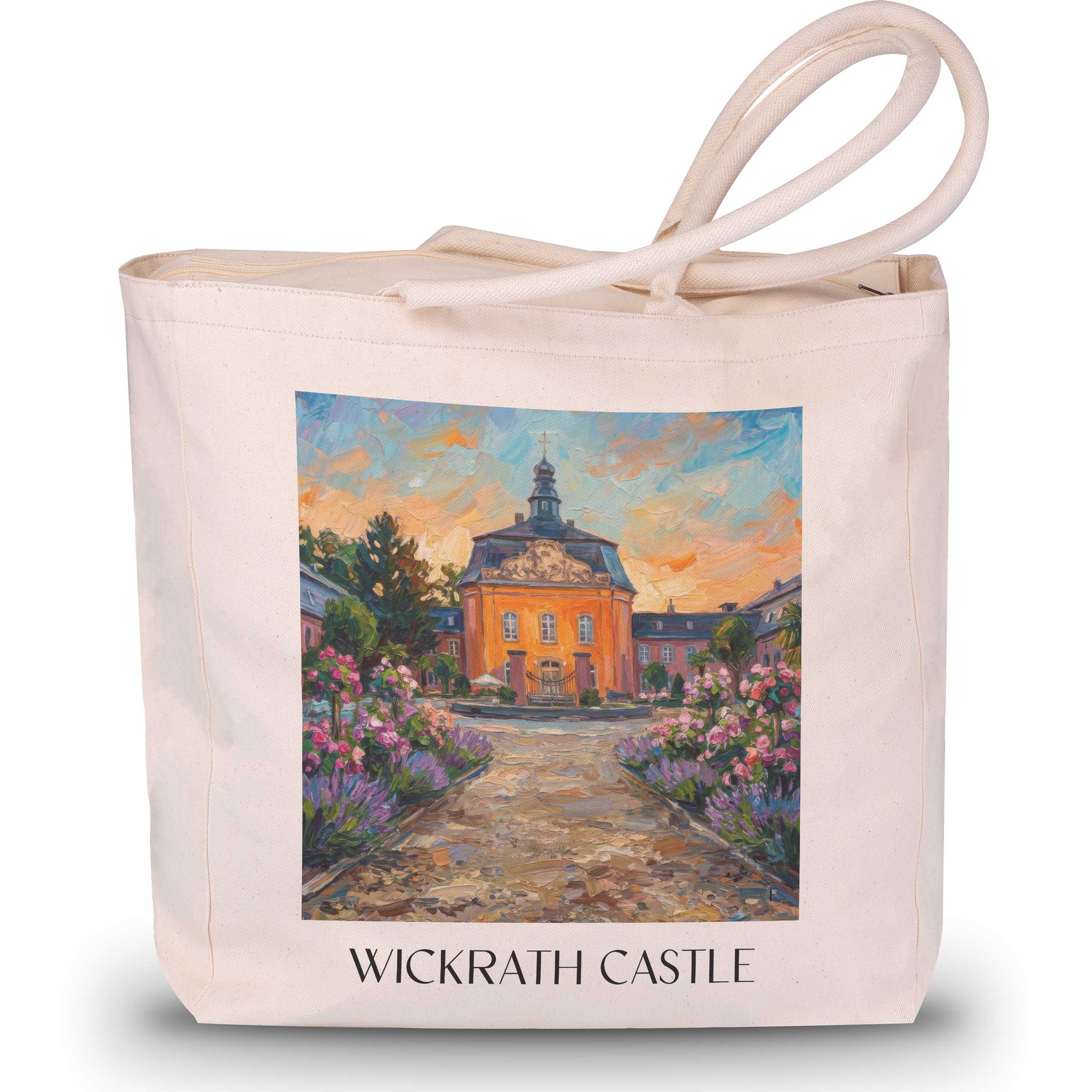 Schloss Wickrath Shopping Tasche - Möchengladbach - Deutschland Tote Bag - Einkaufstasche im Ölgemälde Stil