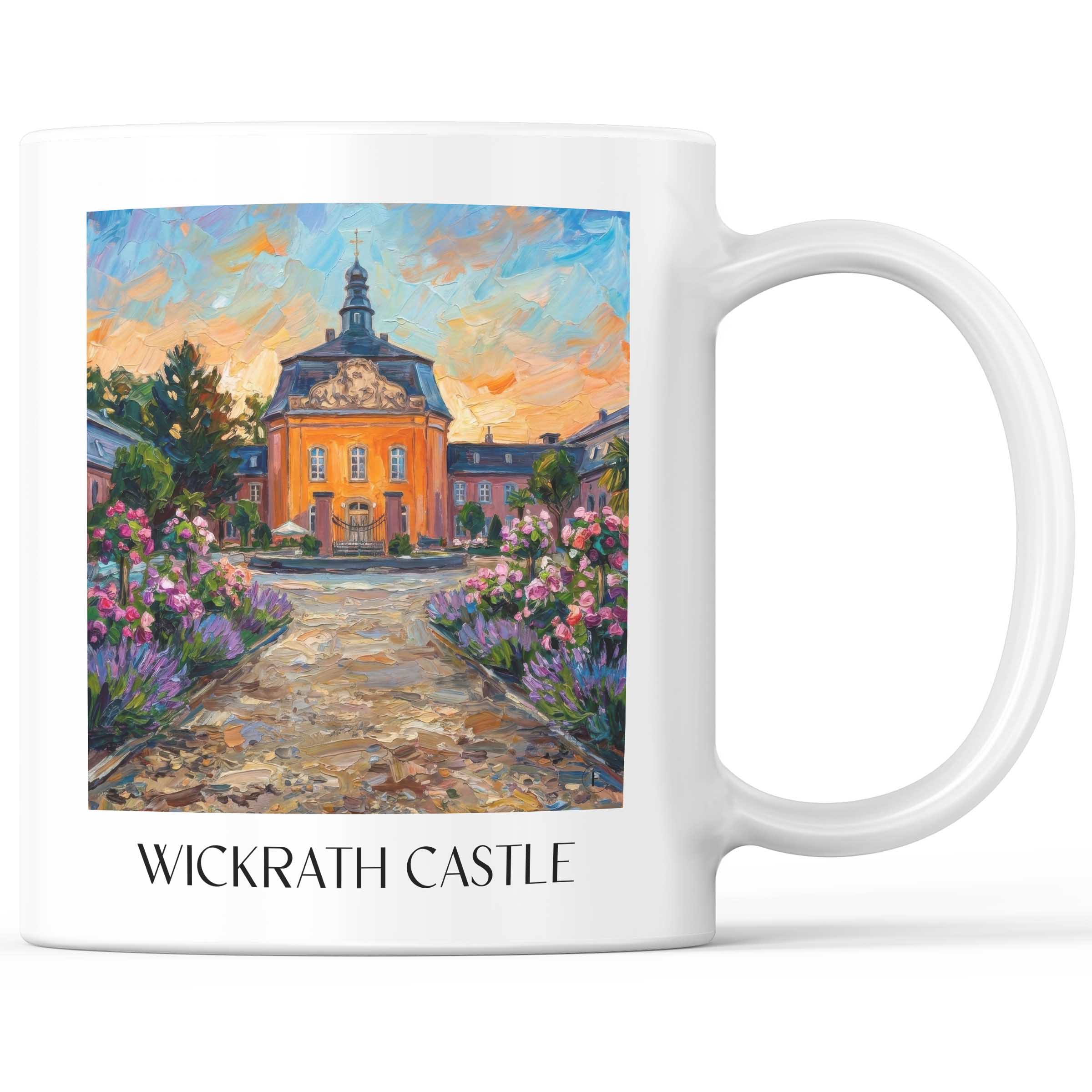 Schloss Wickrath Kaffeebecher - Möchengladbach - Deutschland Becher - Kaffeetasse im Ölgemälde Stil