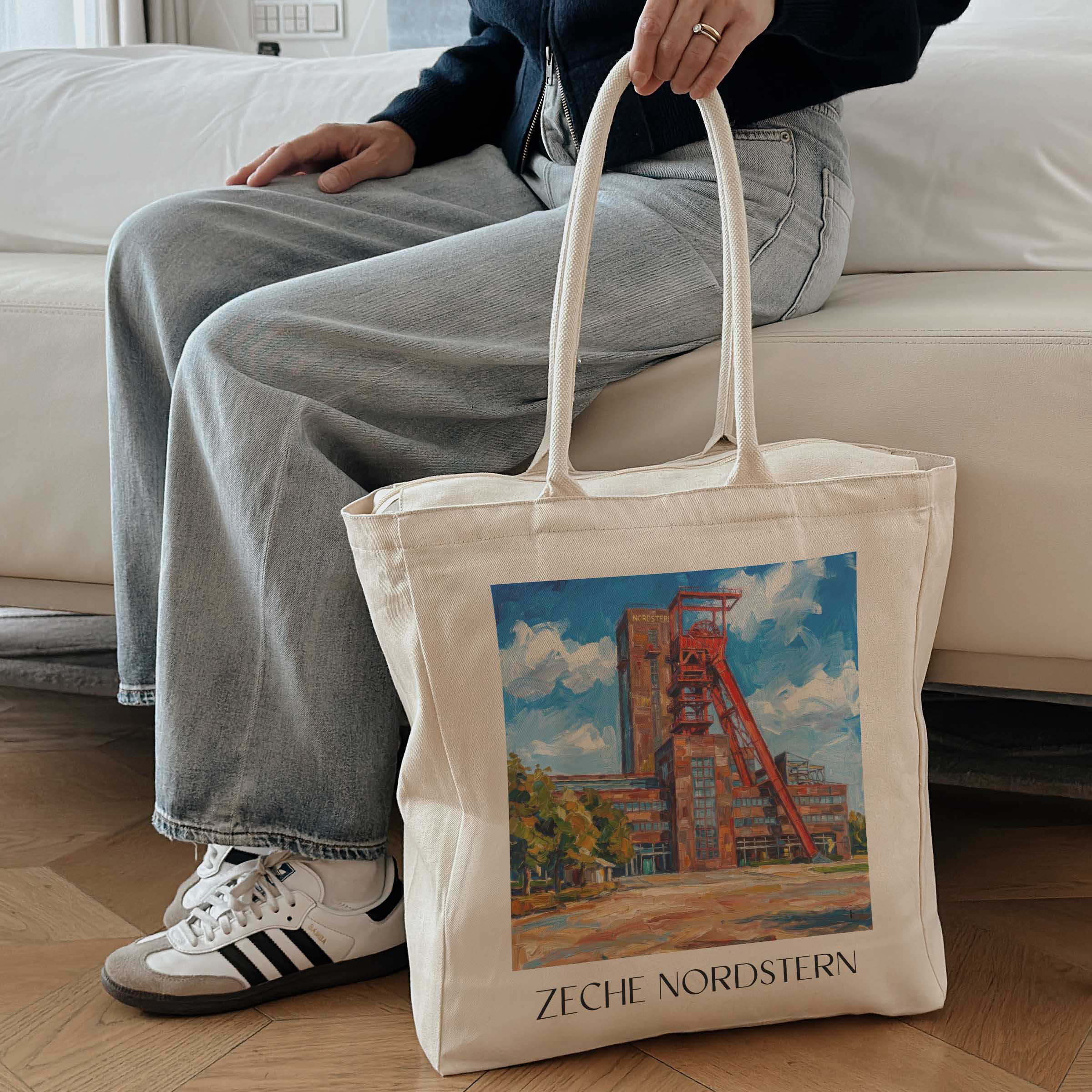 zeche-nordstern-gelsenkirchen-deutschland-einkaufstasche-oil-painting-oelgemaelde