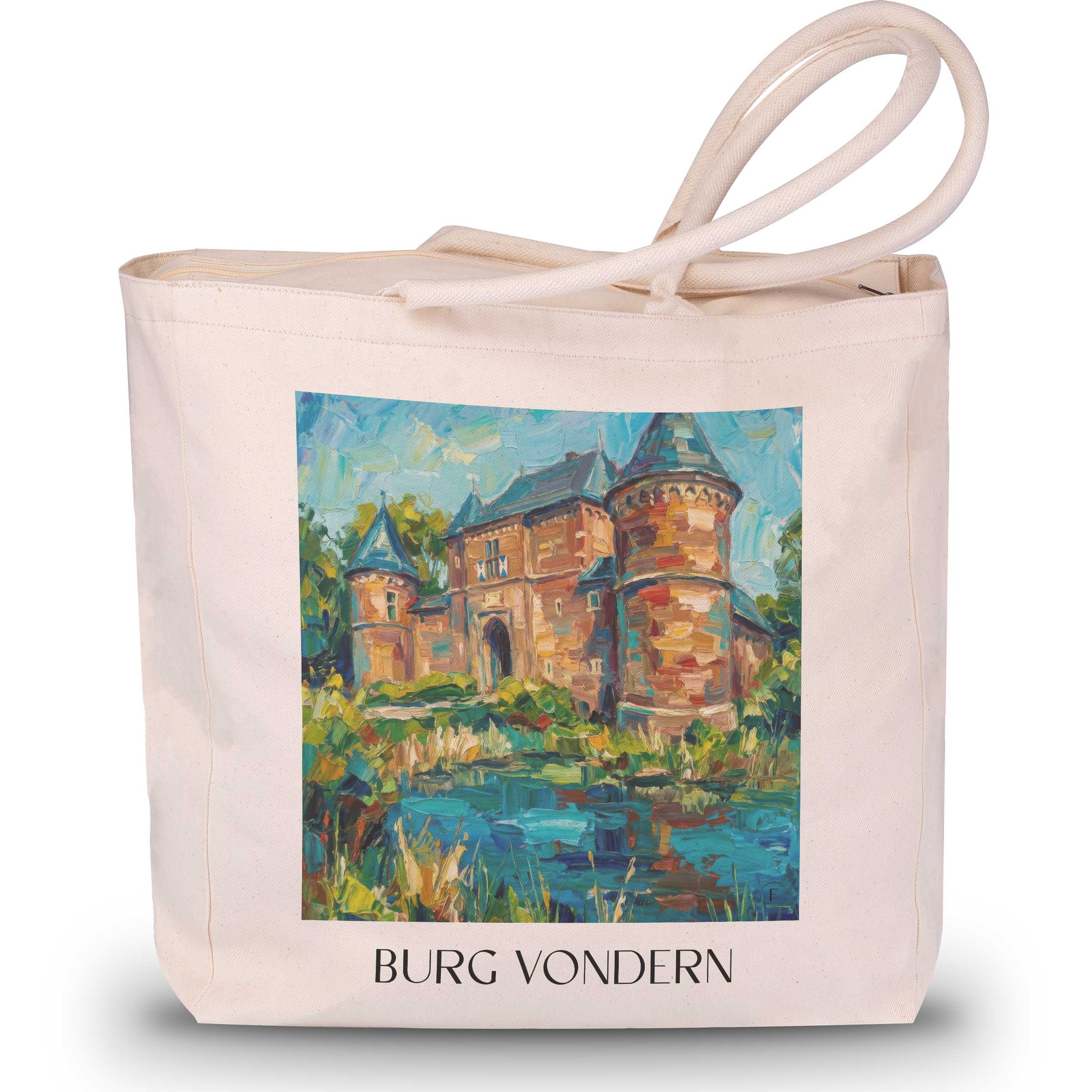 burg-vondern-oberhausen-deutschland-einkaufstasche-oil-painting-oelgemaelde