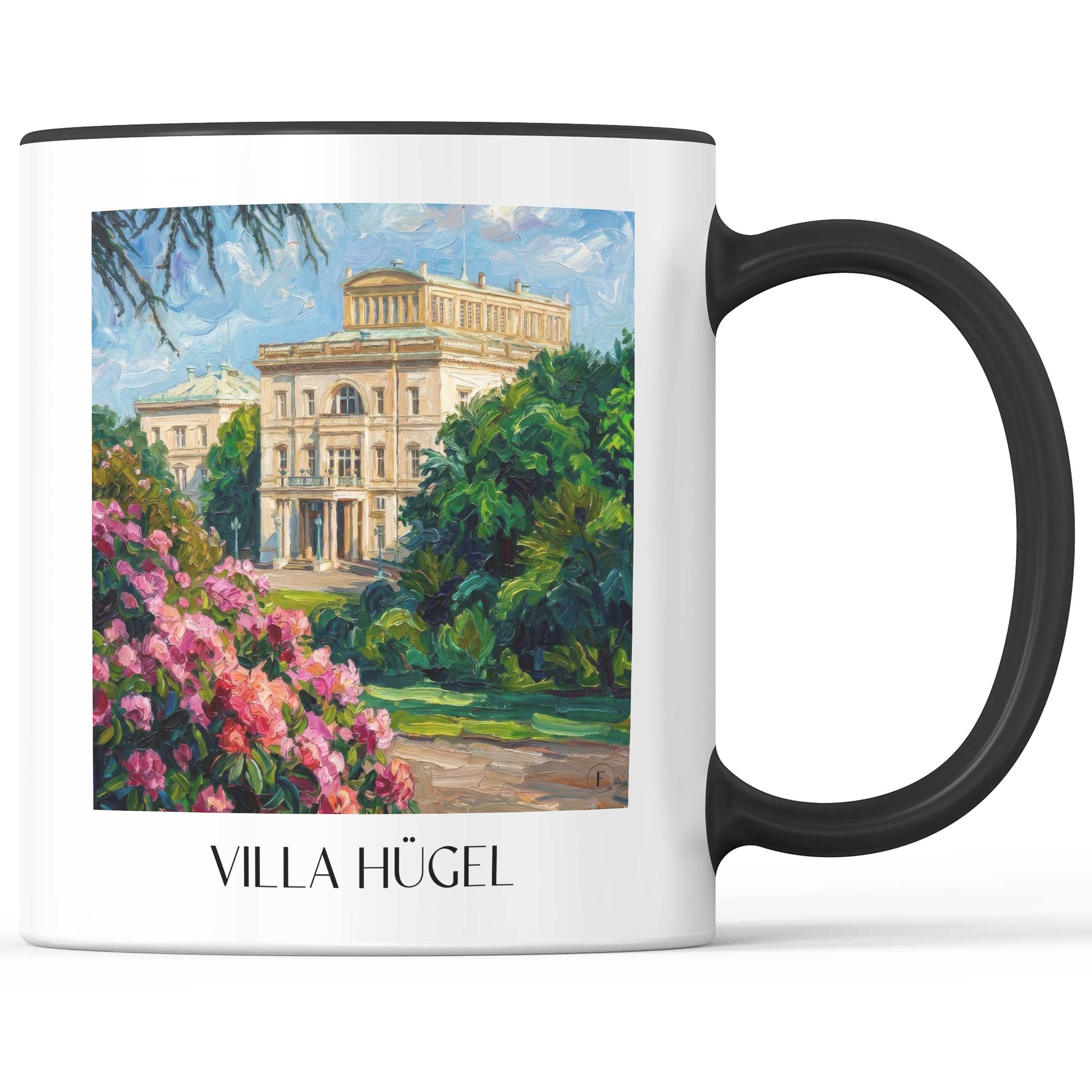 Villa Hügel Kaffeebecher - Essen - Deutschland Becher - Kaffeetasse im Ölgemälde Stil