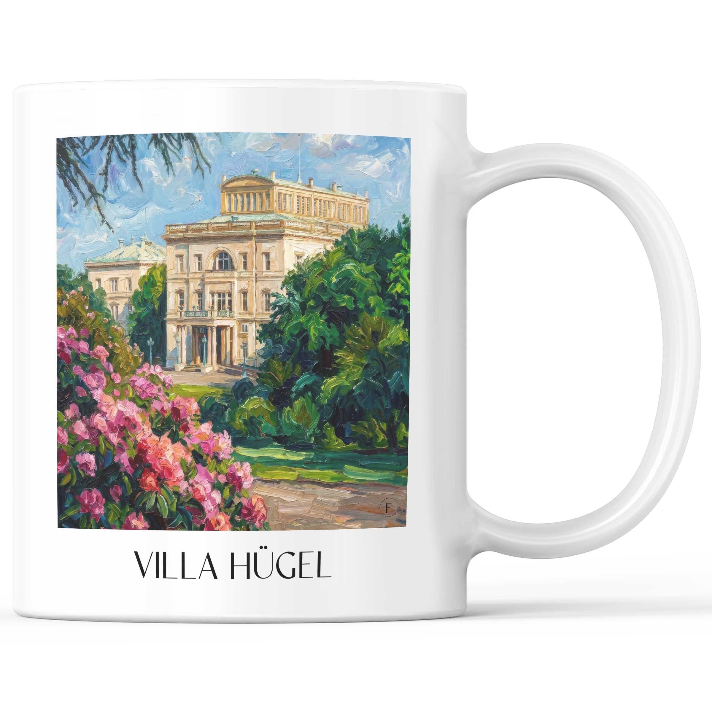 Villa Hügel Kaffeebecher - Essen - Deutschland Becher - Kaffeetasse im Ölgemälde Stil