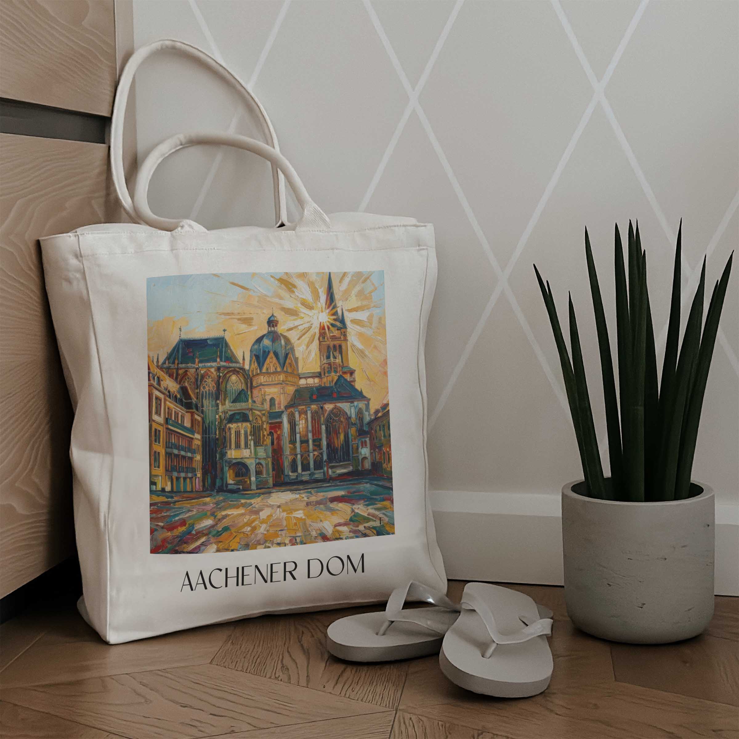 aachener-dom-rheinland-deutschland-einkaufstasche-oil-painting-oelgemaelde