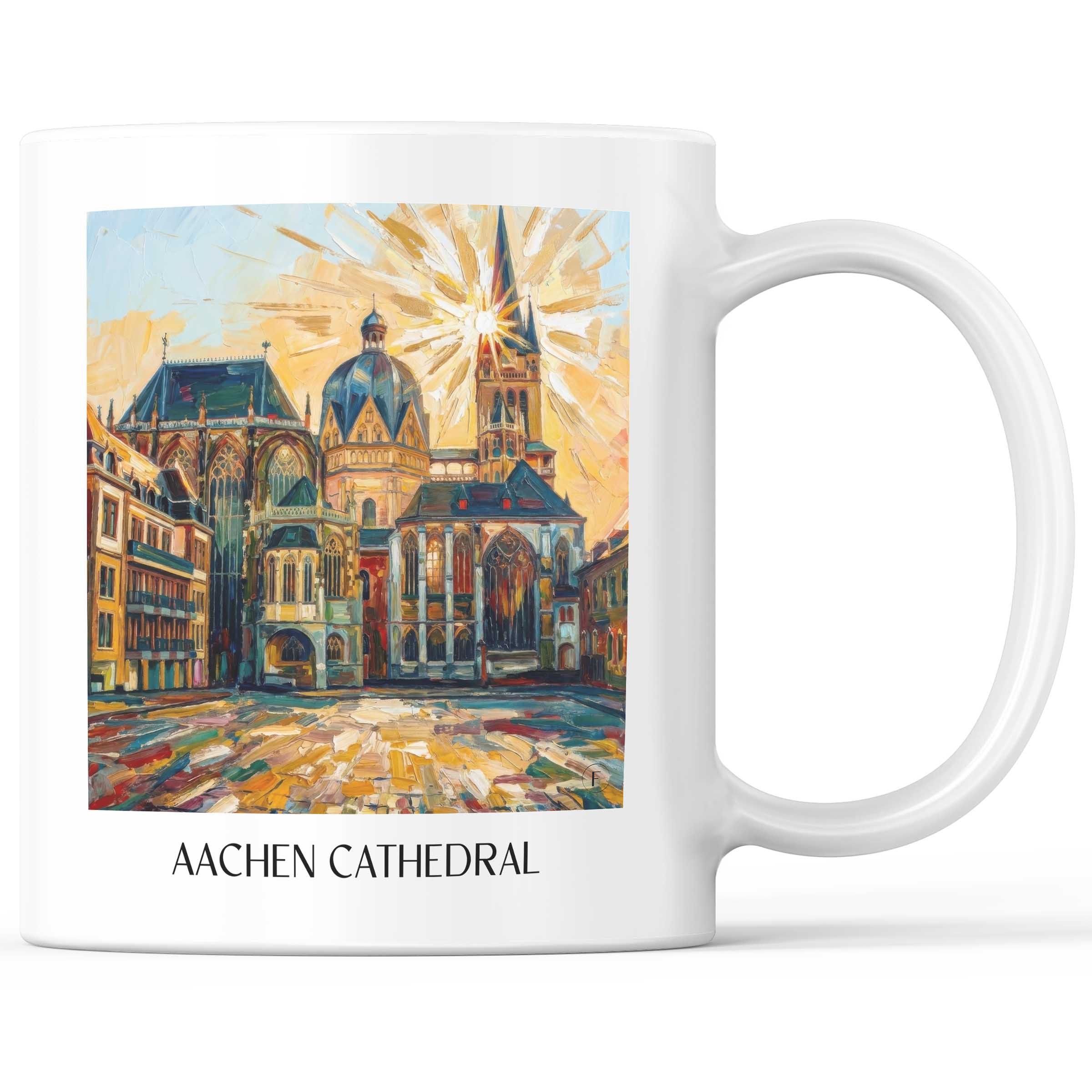 Aachener Dom Kaffeebecher - Rheinland - Deutschland Becher - Kaffeetasse im Ölgemälde Stil