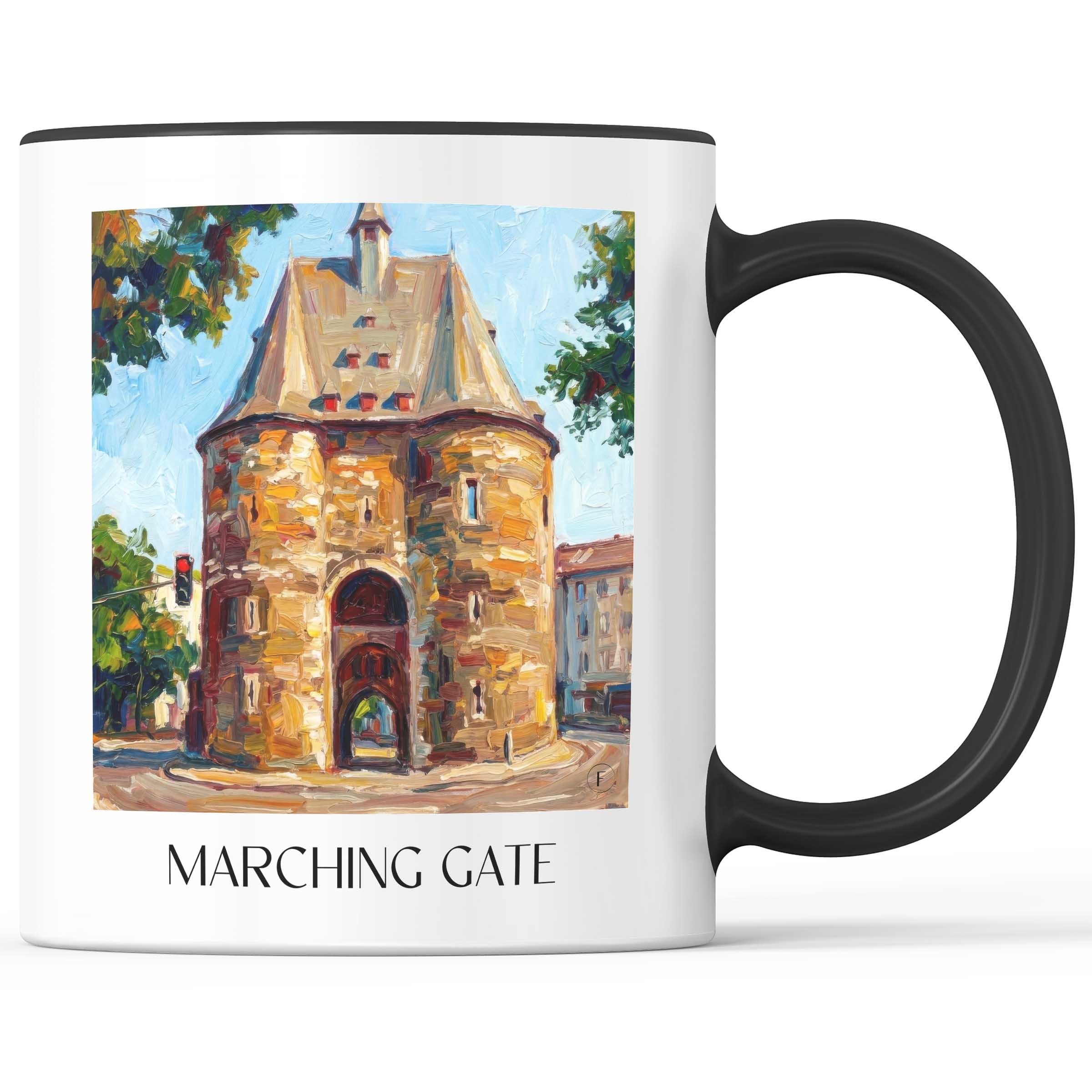 Marschiertor Kaffeebecher - Aachen - Deutschland Becher - Kaffeetasse im Ölgemälde Stil