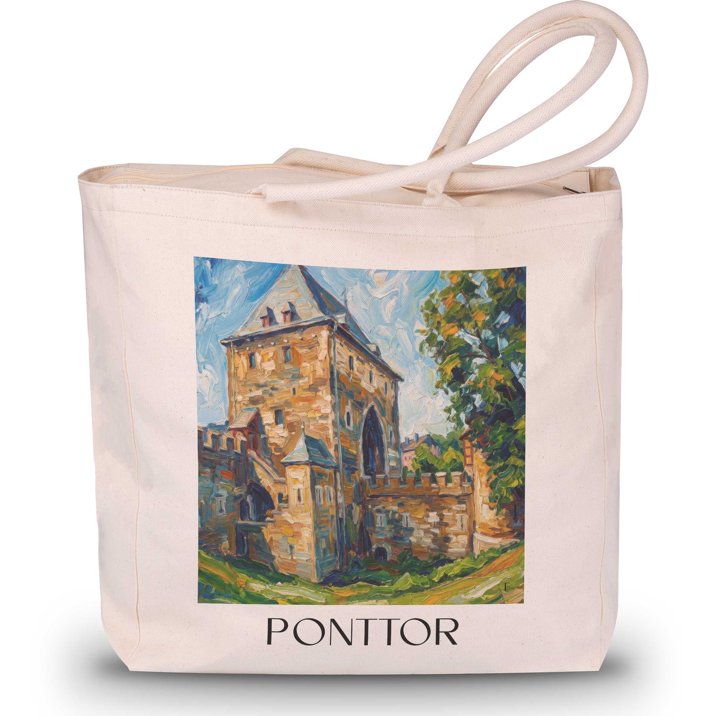 Ponttor Shopping Tasche - Aachen - Deutschland Tote Bag - Einkaufstasche im Ölgemälde Stil