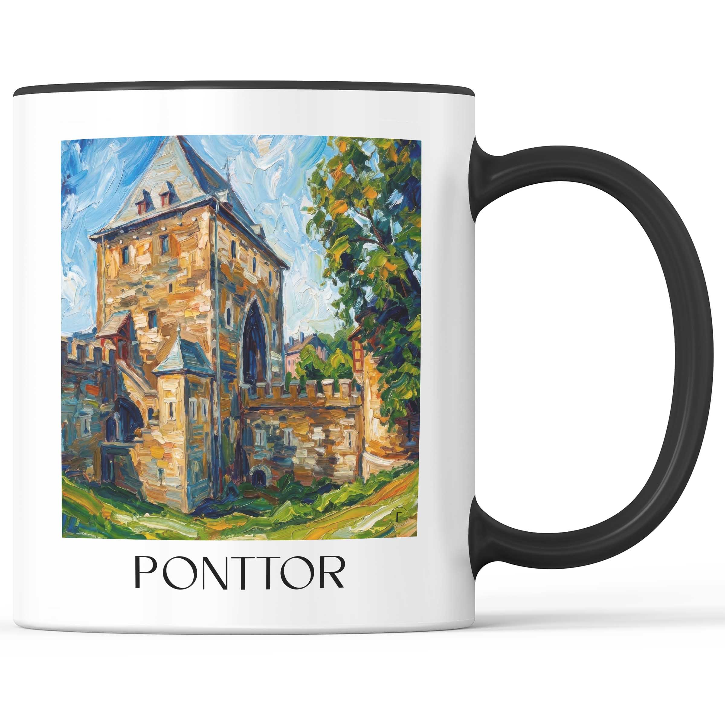 Ponttor Kaffeebecher - Aachen - Deutschland Becher - Kaffeetasse im Ölgemälde Stil