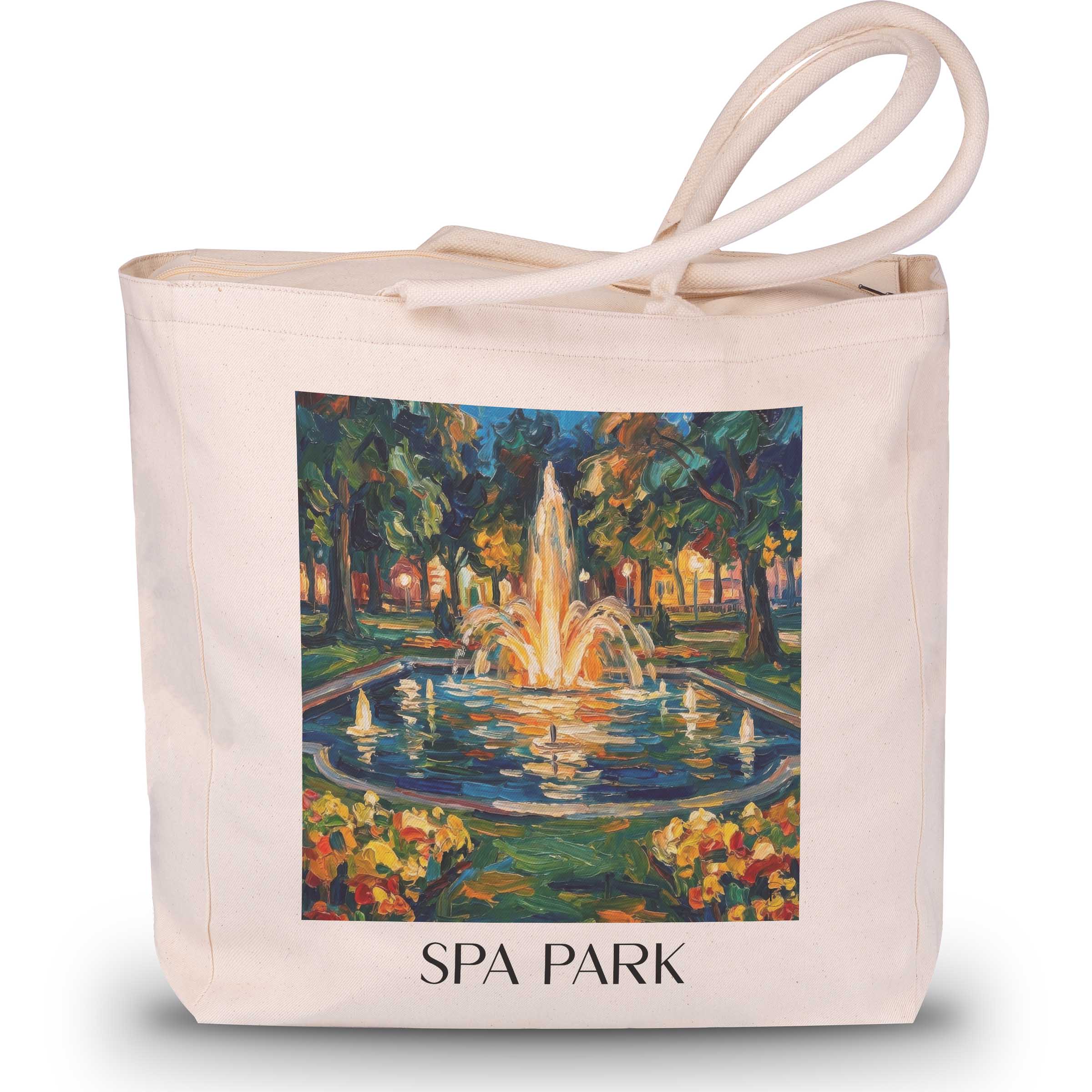 Kurpark Shopping Tasche - Aachen - Deutschland Tote Bag - Einkaufstasche im Ölgemälde Stil