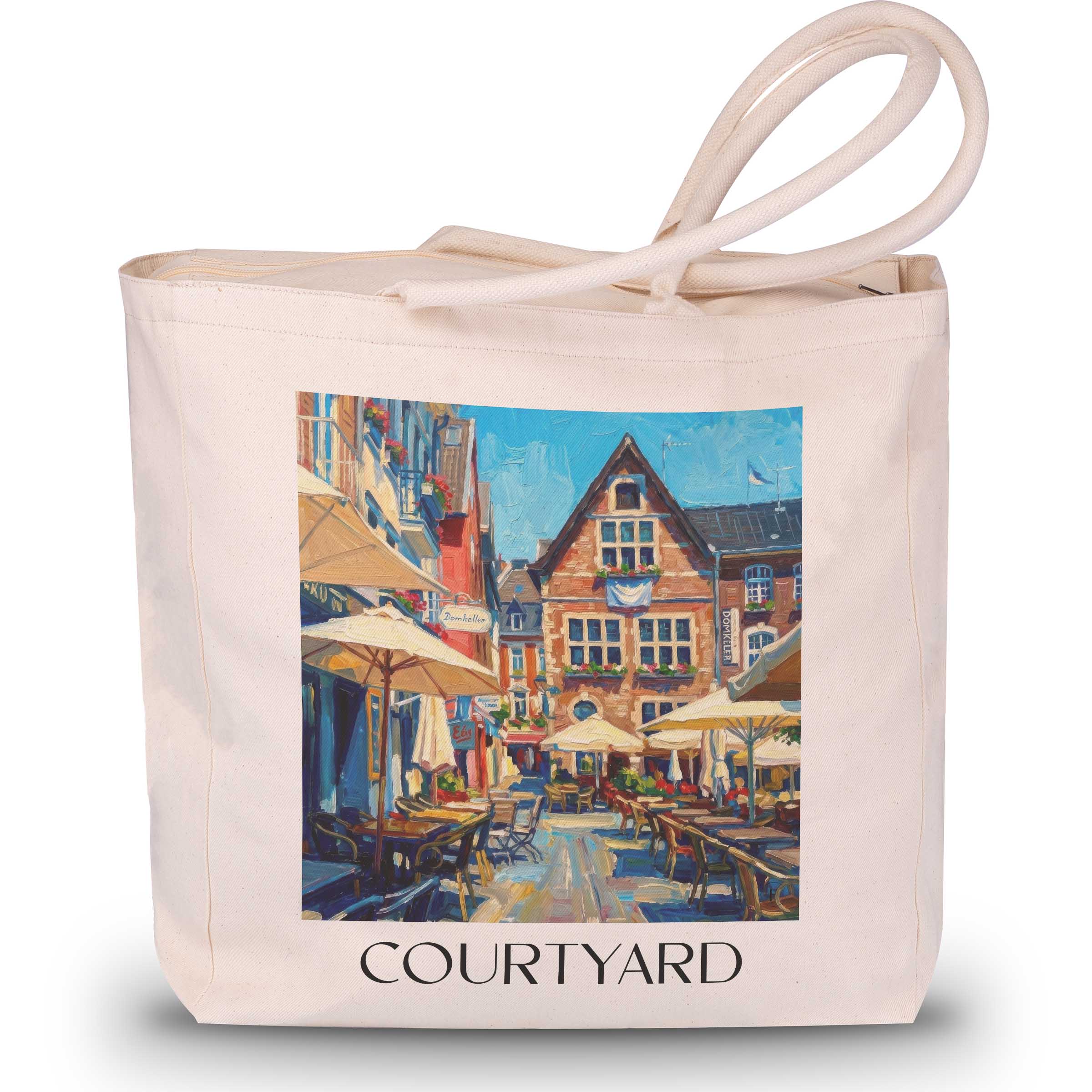 Hof Shopping Tasche - Aachen - Deutschland Tote Bag - Einkaufstasche im Ölgemälde Stil