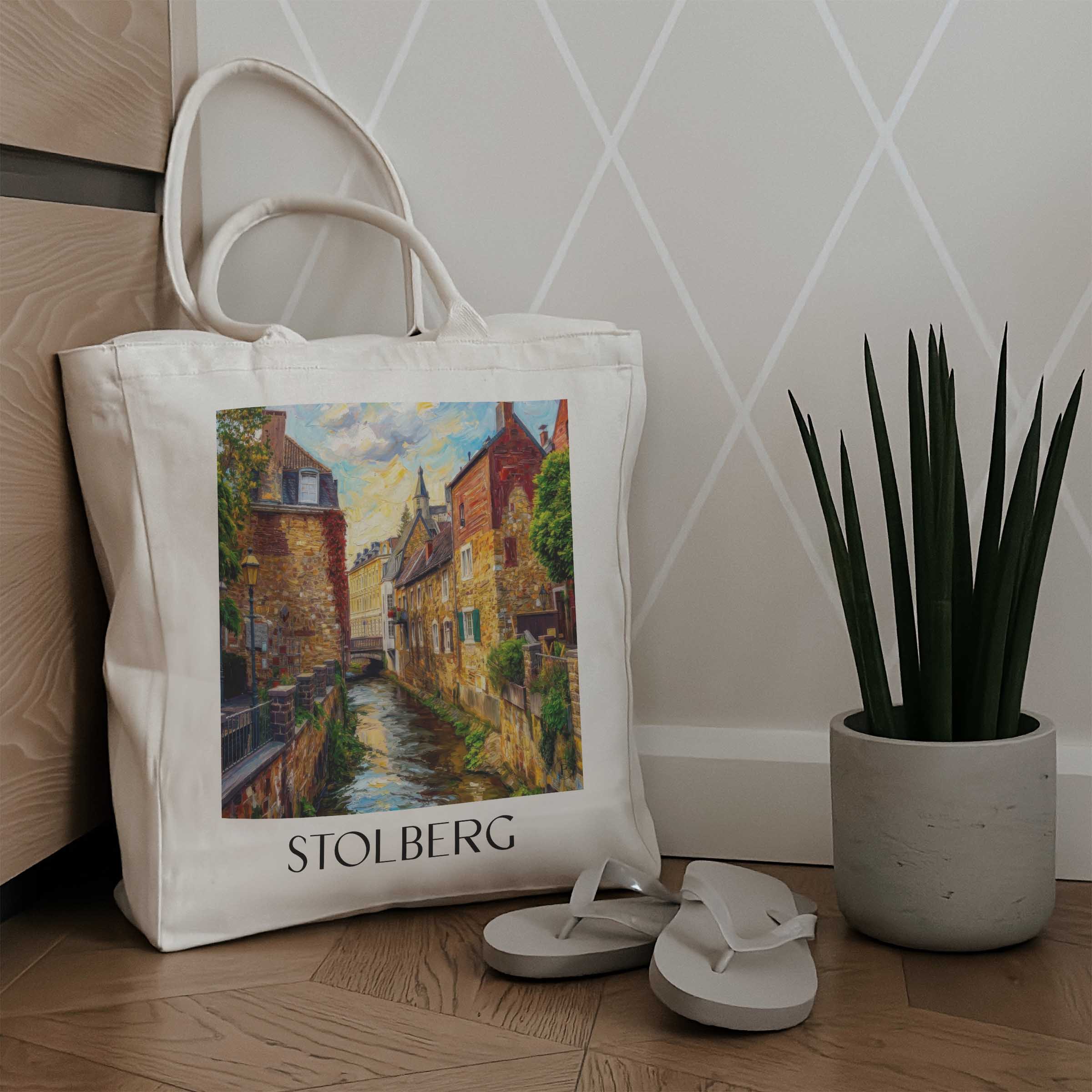 stolberg-rheinland-deutschland-einkaufstasche-oil-painting-oelgemaelde