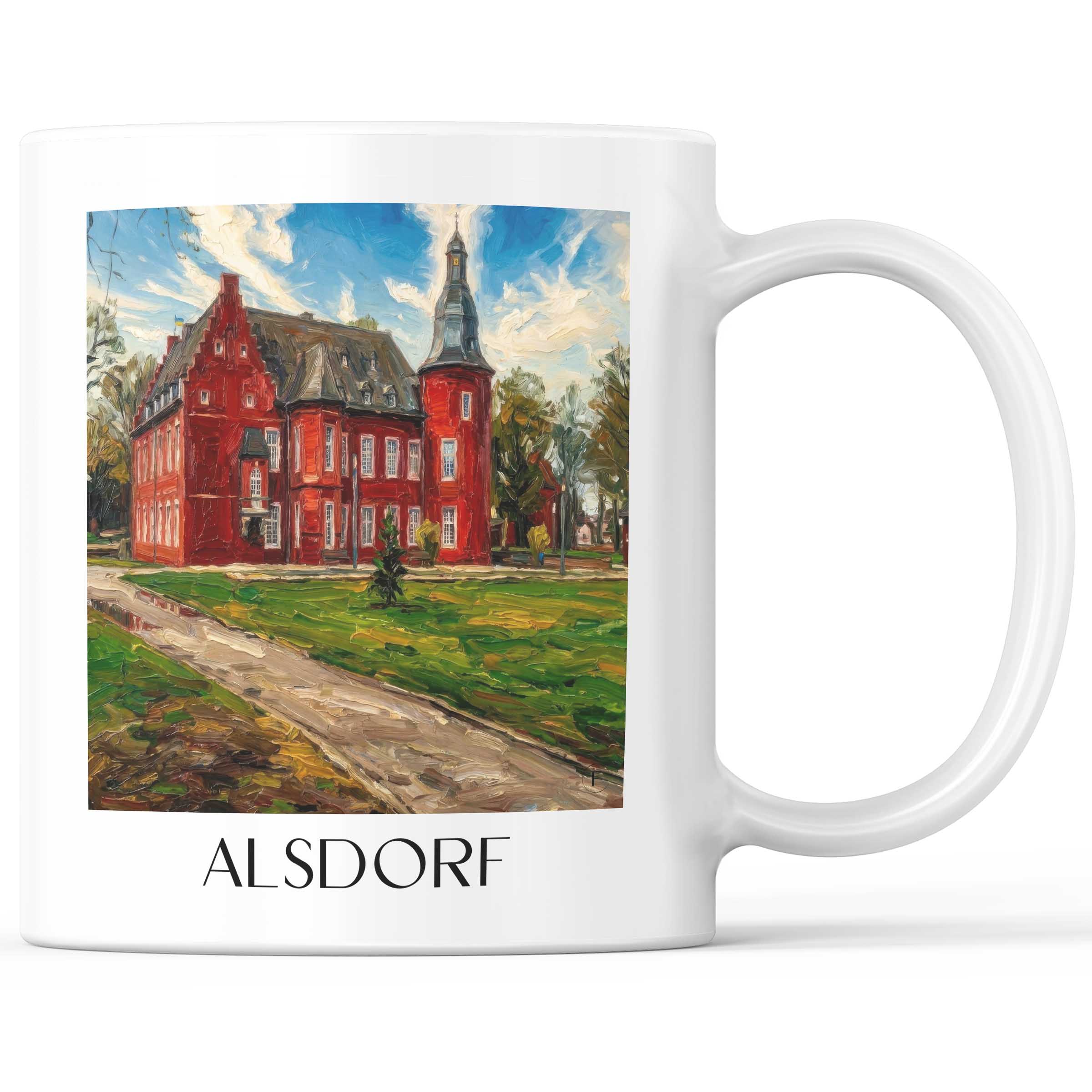 Alsdorf Kaffeebecher - Rheinland - Deutschland Becher - Kaffeetasse im Ölgemälde Stil