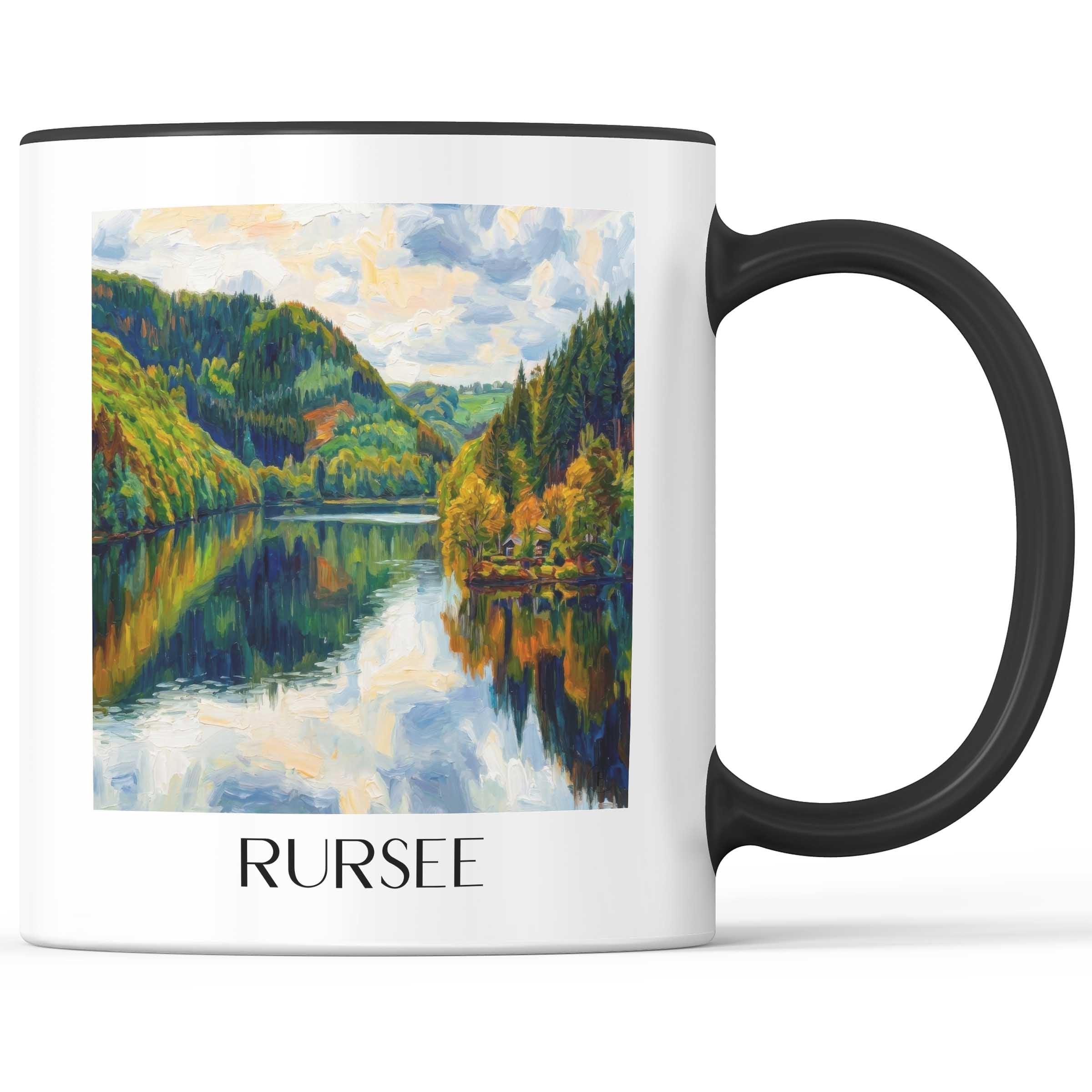 Rursee Kaffeebecher - Eifel - Deutschland Becher - Kaffeetasse im Ölgemälde Stil