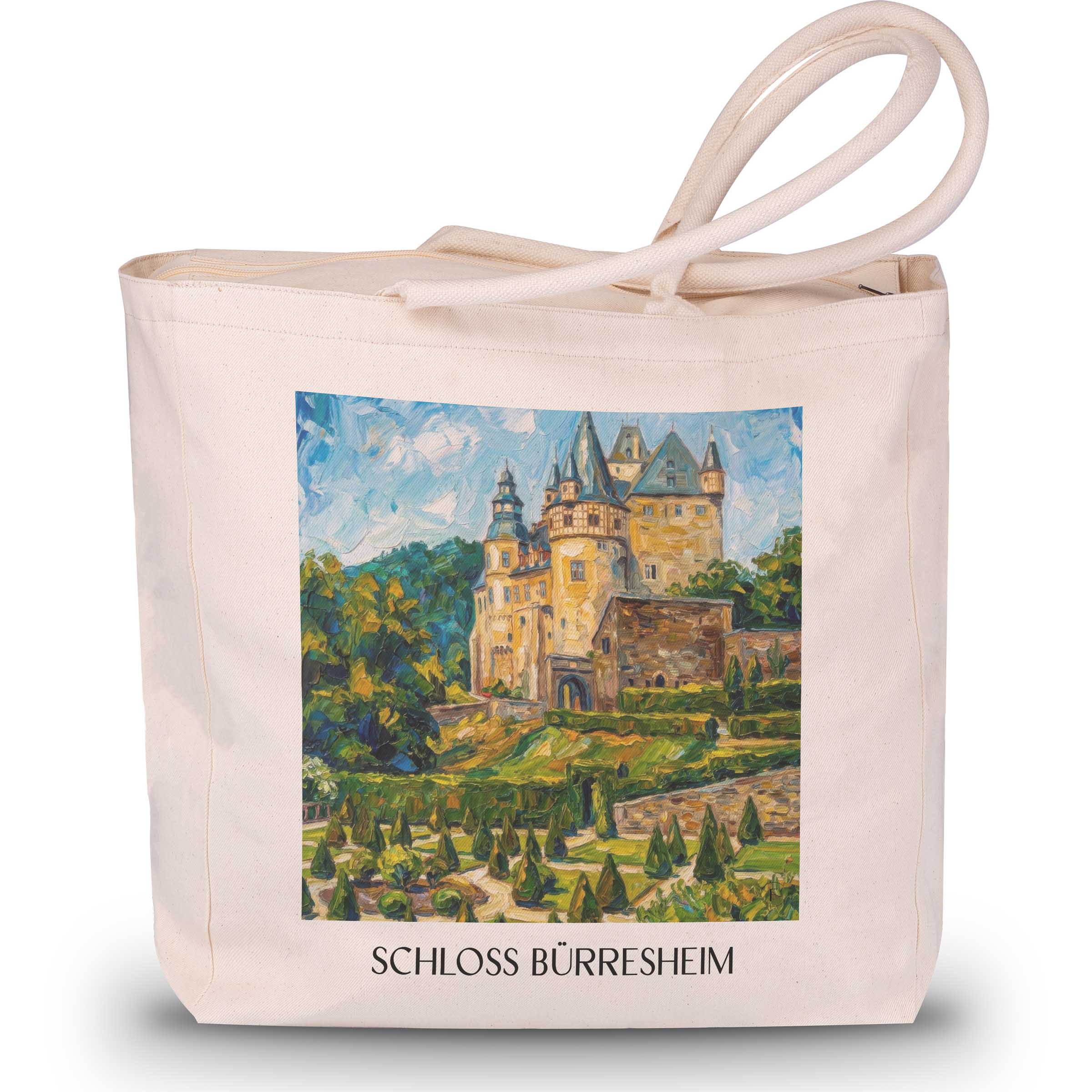 schloss-bürresheim-eifel-deutschland-einkaufstasche-oil-painting-oelgemaelde