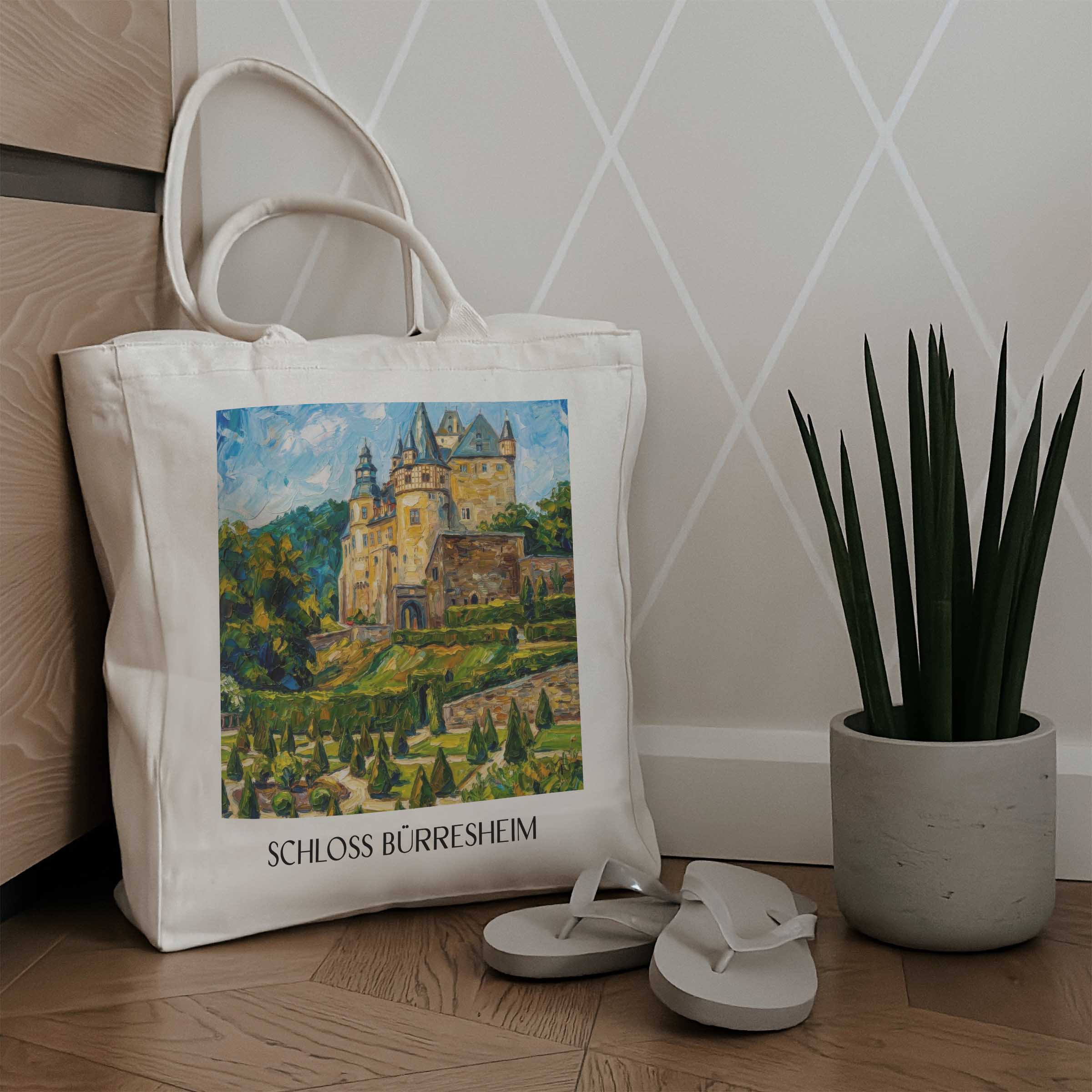 schloss-bürresheim-eifel-deutschland-einkaufstasche-oil-painting-oelgemaelde