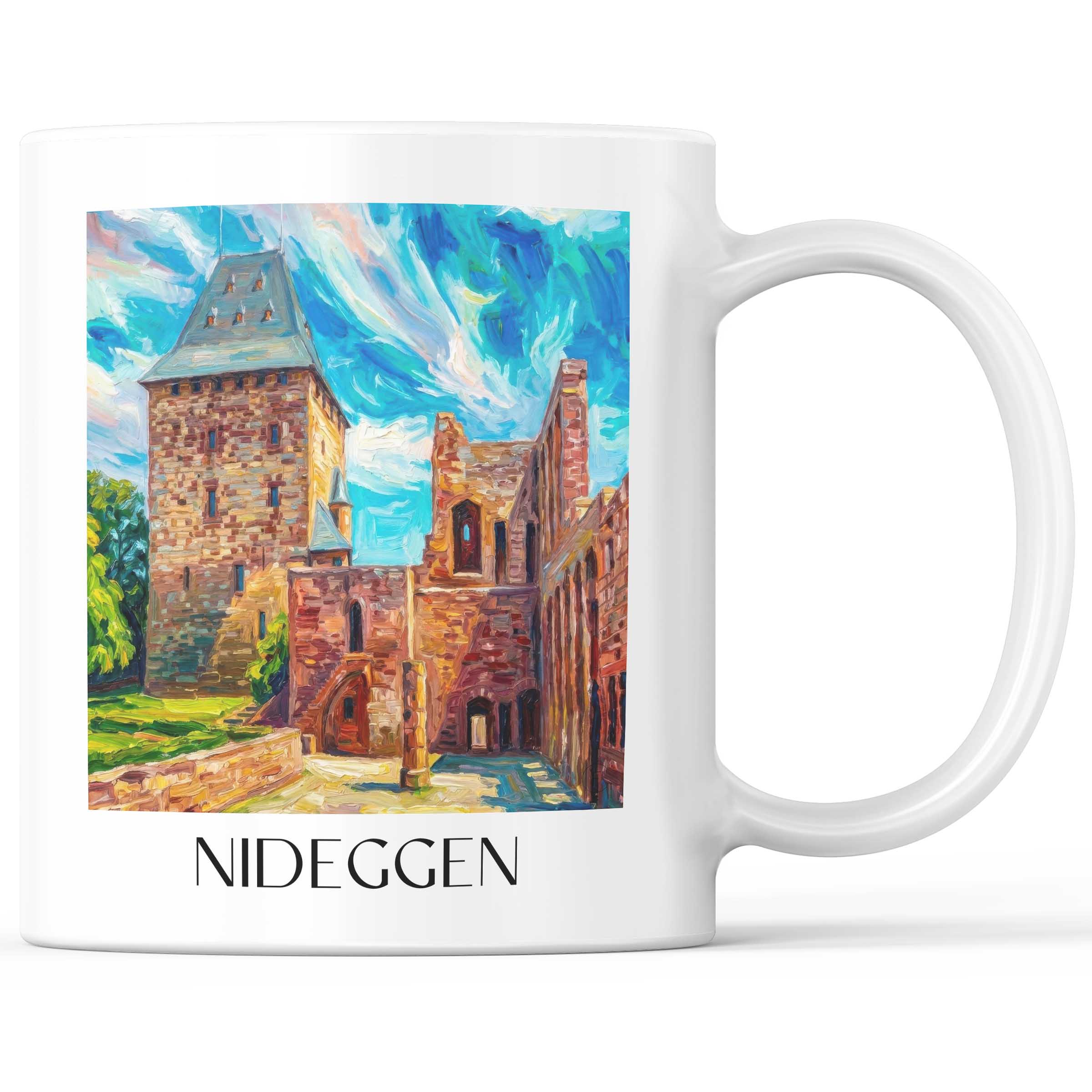 Nideggen Kaffeebecher - Eifel - Deutschland Becher - Kaffeetasse im Ölgemälde Stil