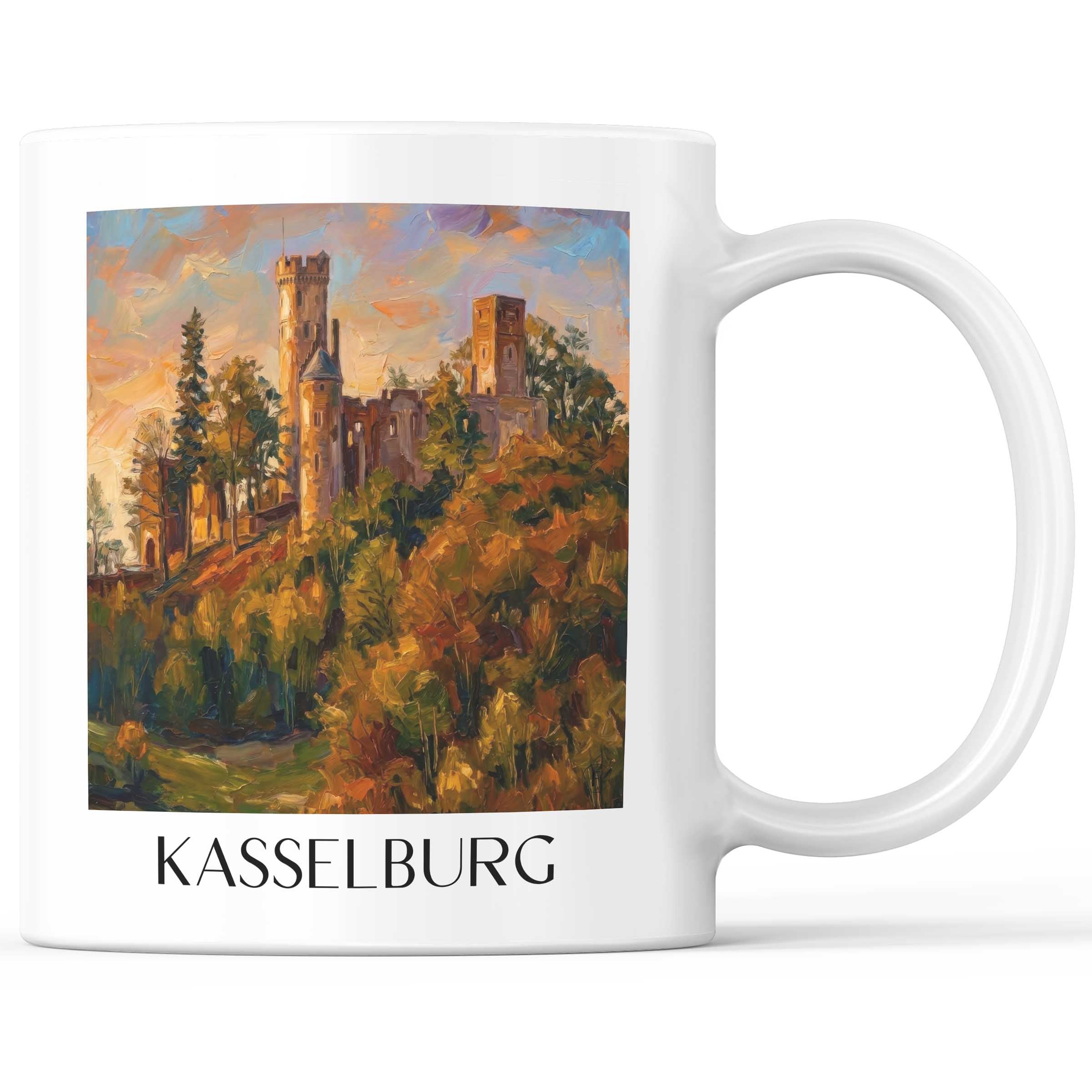 Kasselburg Kaffeebecher - Eifel - Deutschland Becher - Kaffeetasse im Ölgemälde Stil