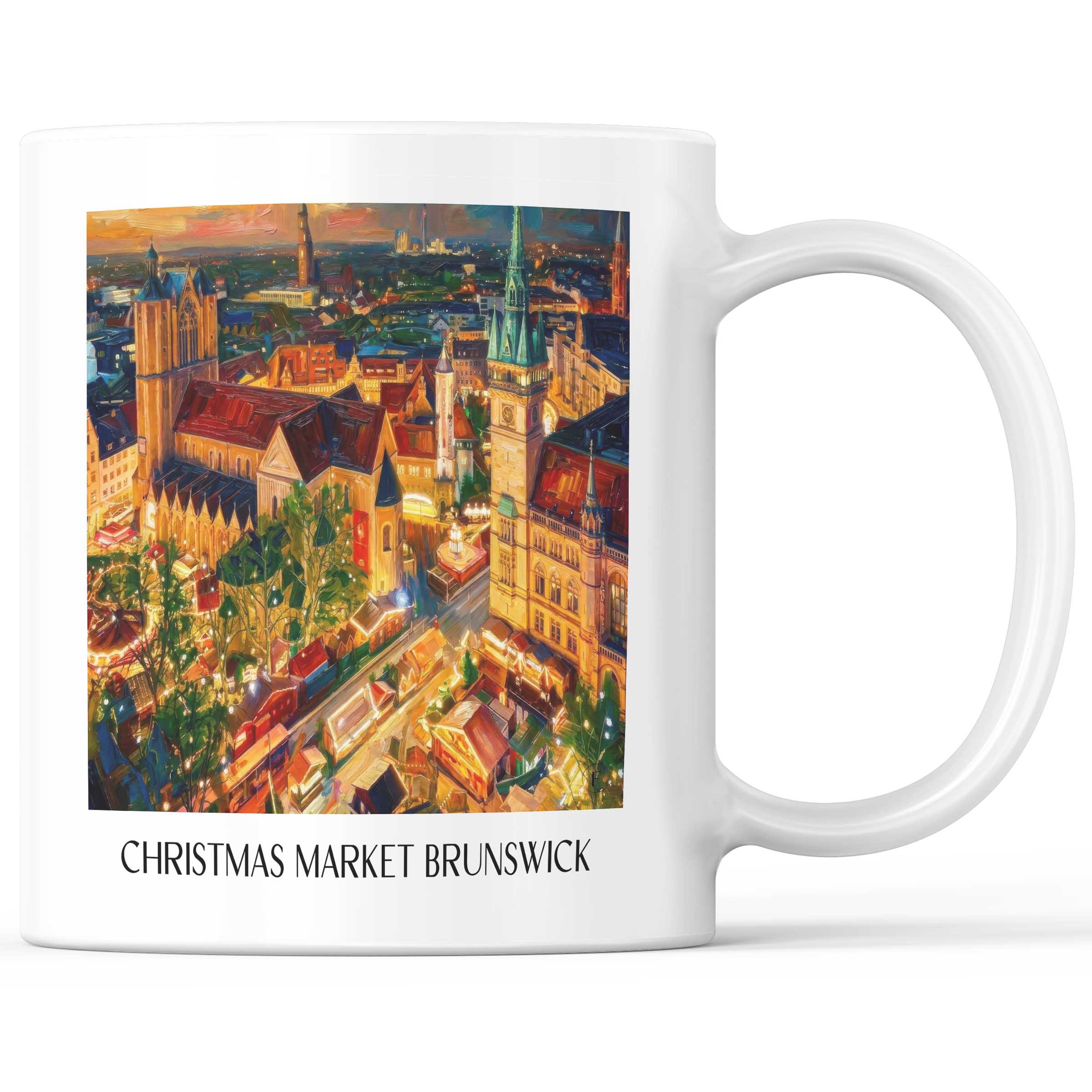 Weihnachtsmarkt Kaffeebecher - Braunschweig - Deutschland Becher - Kaffeetasse im Ölgemälde Stil