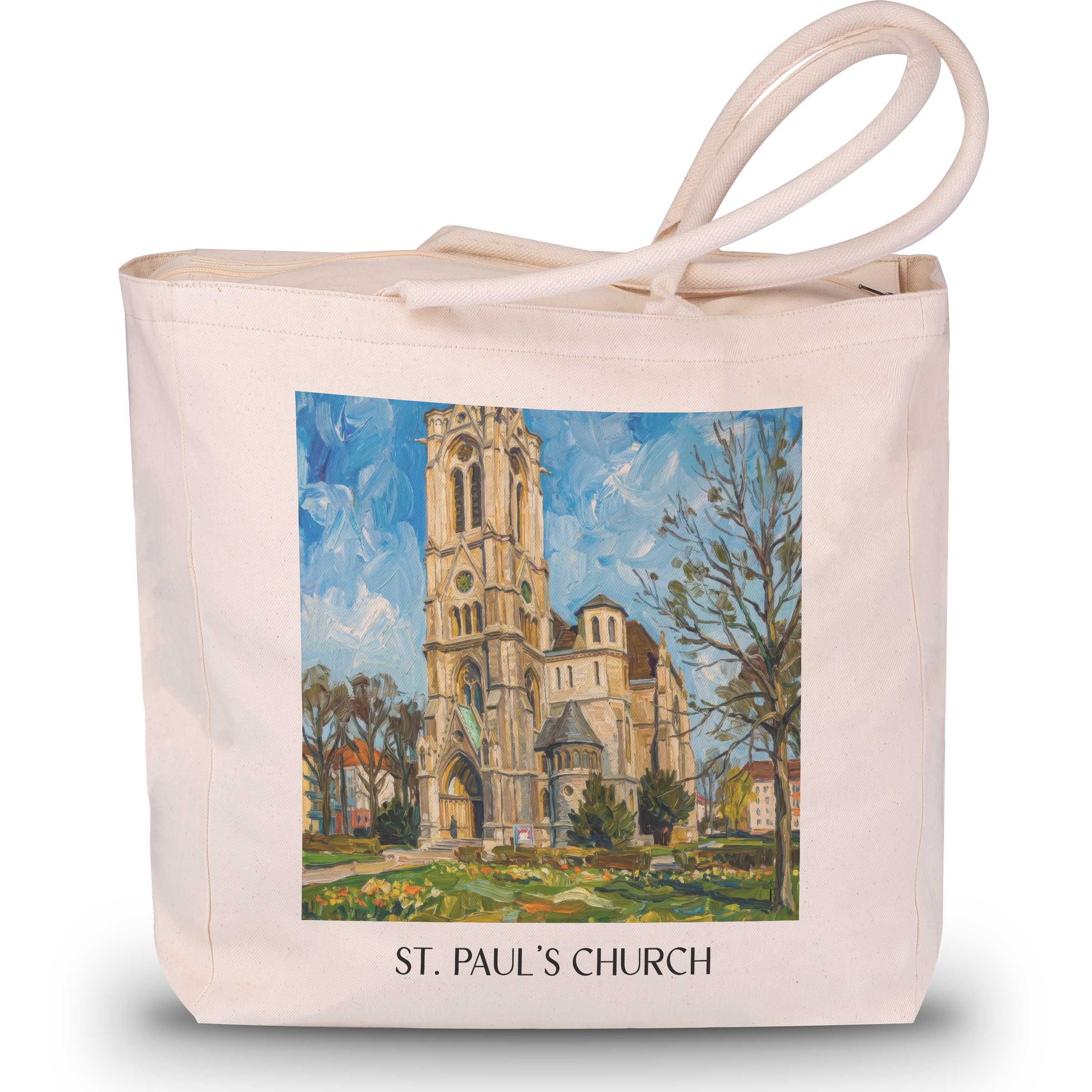 Sankt Pauli Kirche Shopping Tasche - Braunschweig - Deutschland Tote Bag - Einkaufstasche im Ölgemälde Stil