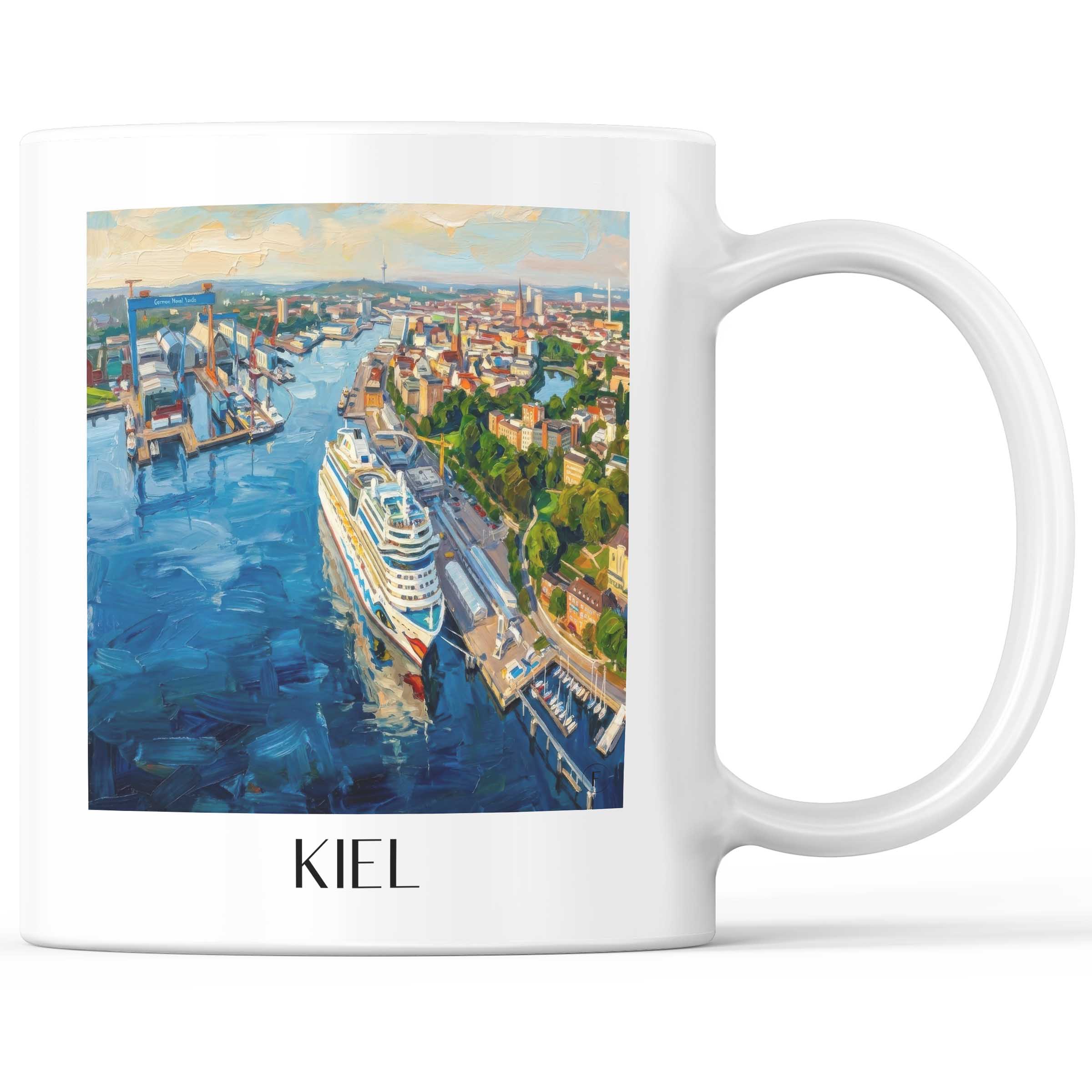 Kiel Kaffeebecher - Schleswig-Holstein - Deutschland Becher - Kaffeetasse im Ölgemälde Stil