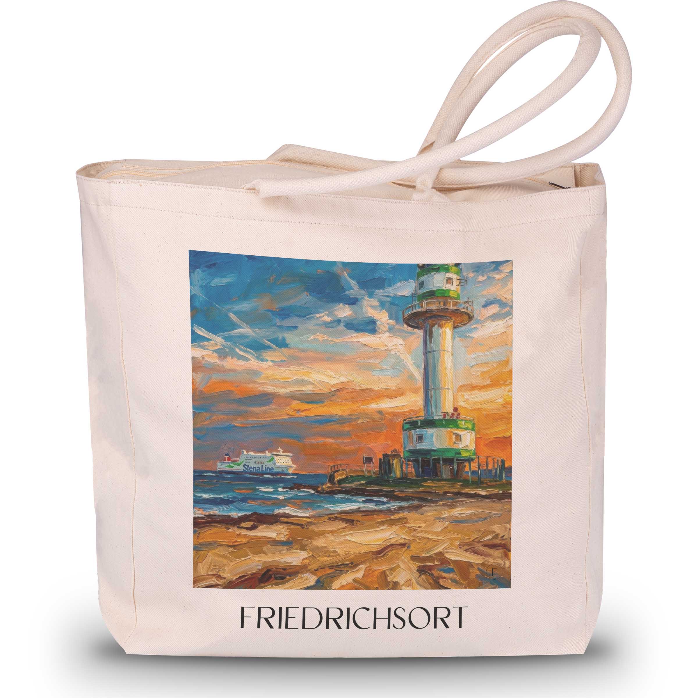Friedrichsort Shopping Tasche - Kiel - Deutschland Tote Bag - Einkaufstasche im Ölgemälde Stil
