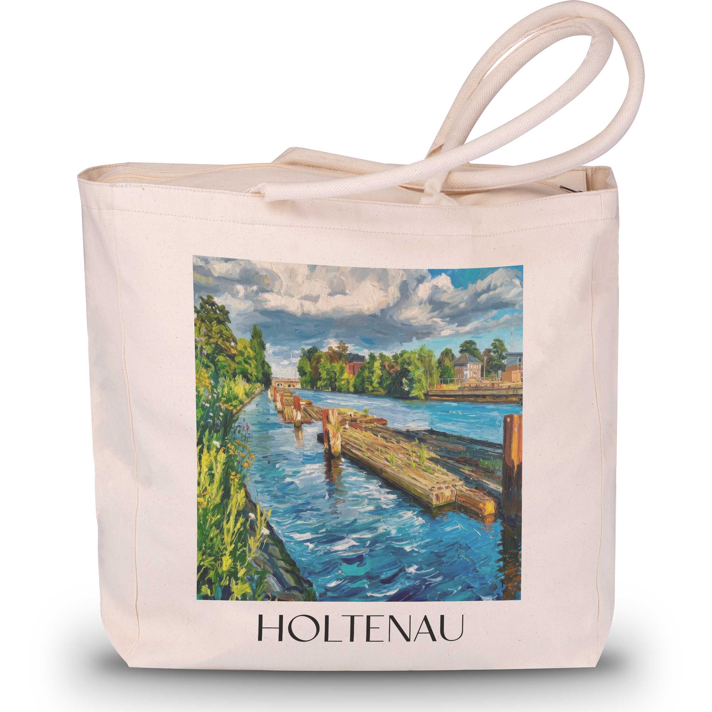 Holtenau Shopping Tasche - Kiel - Deutschland Tote Bag - Einkaufstasche im Ölgemälde Stil