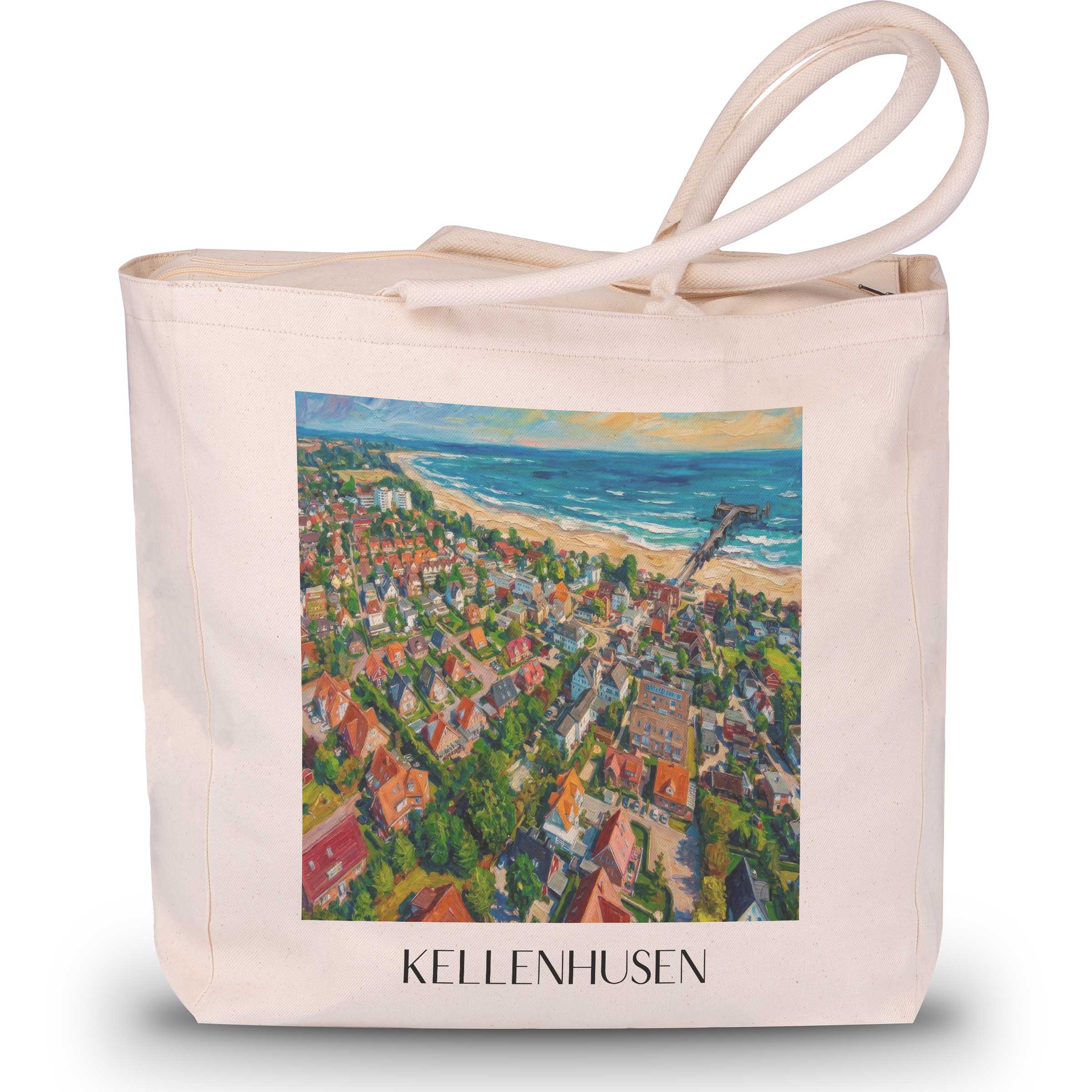 Kellenhusen Shopping Tasche - Ostholstein - Deutschland Tote Bag - Einkaufstasche im Ölgemälde Stil