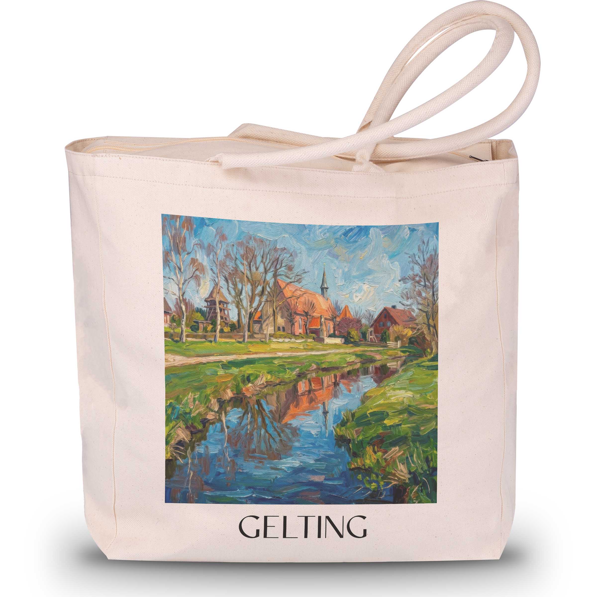 gelting-schleswig-deutschland-einkaufstasche-oil-painting-oelgemaelde