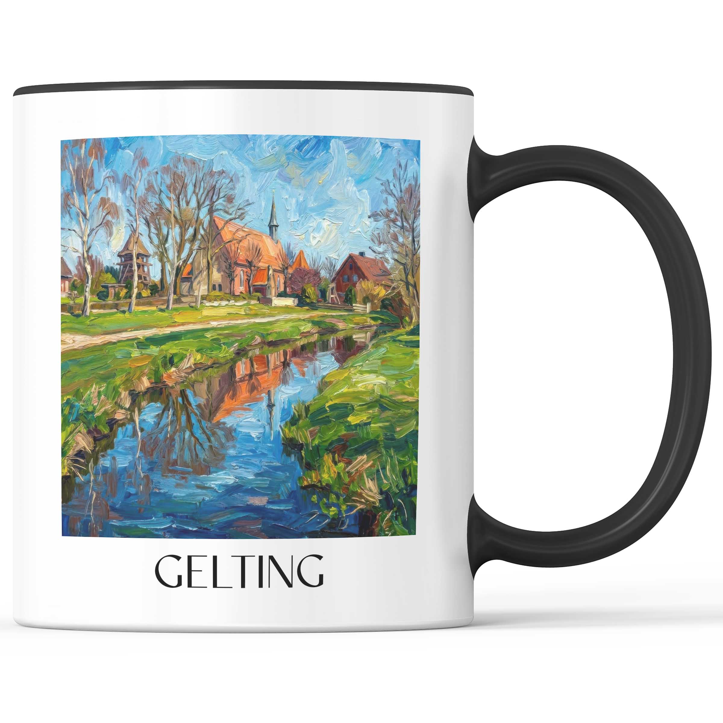 Gelting Kaffeebecher - Schleswig - Deutschland Becher - Kaffeetasse im Ölgemälde Stil