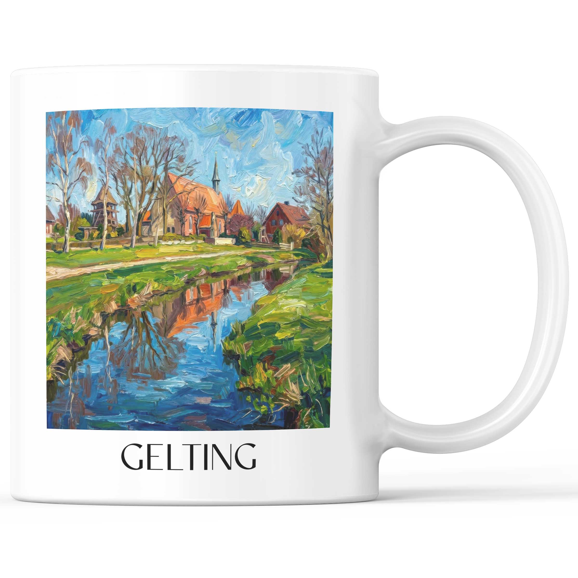 Gelting Kaffeebecher - Schleswig - Deutschland Becher - Kaffeetasse im Ölgemälde Stil