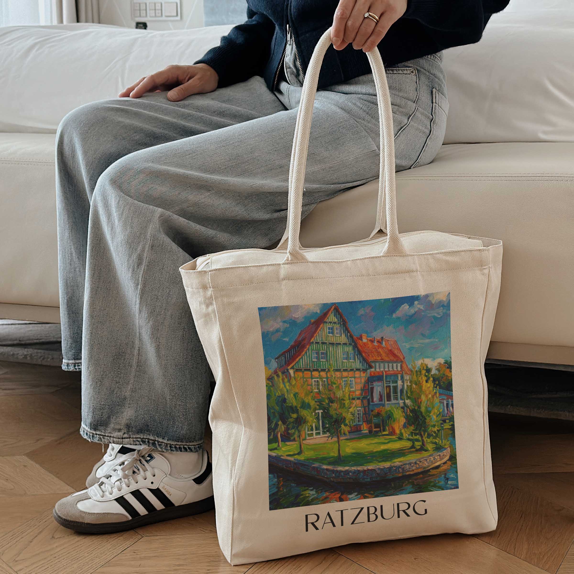 ratzburg-schleswig-holstein-deutschland-einkaufstasche-oil-painting-oelgemaelde
