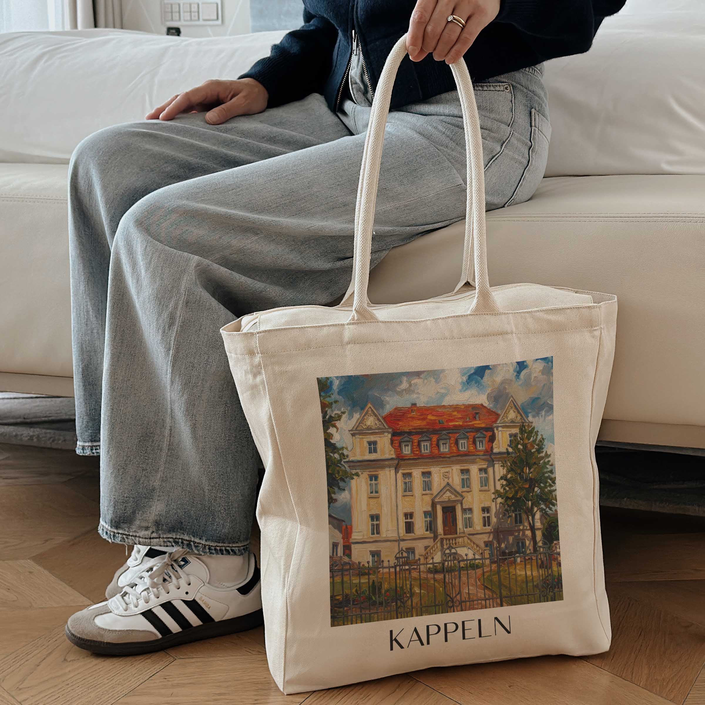 kappeln-schleswig-deutschland-einkaufstasche-oil-painting-oelgemaelde