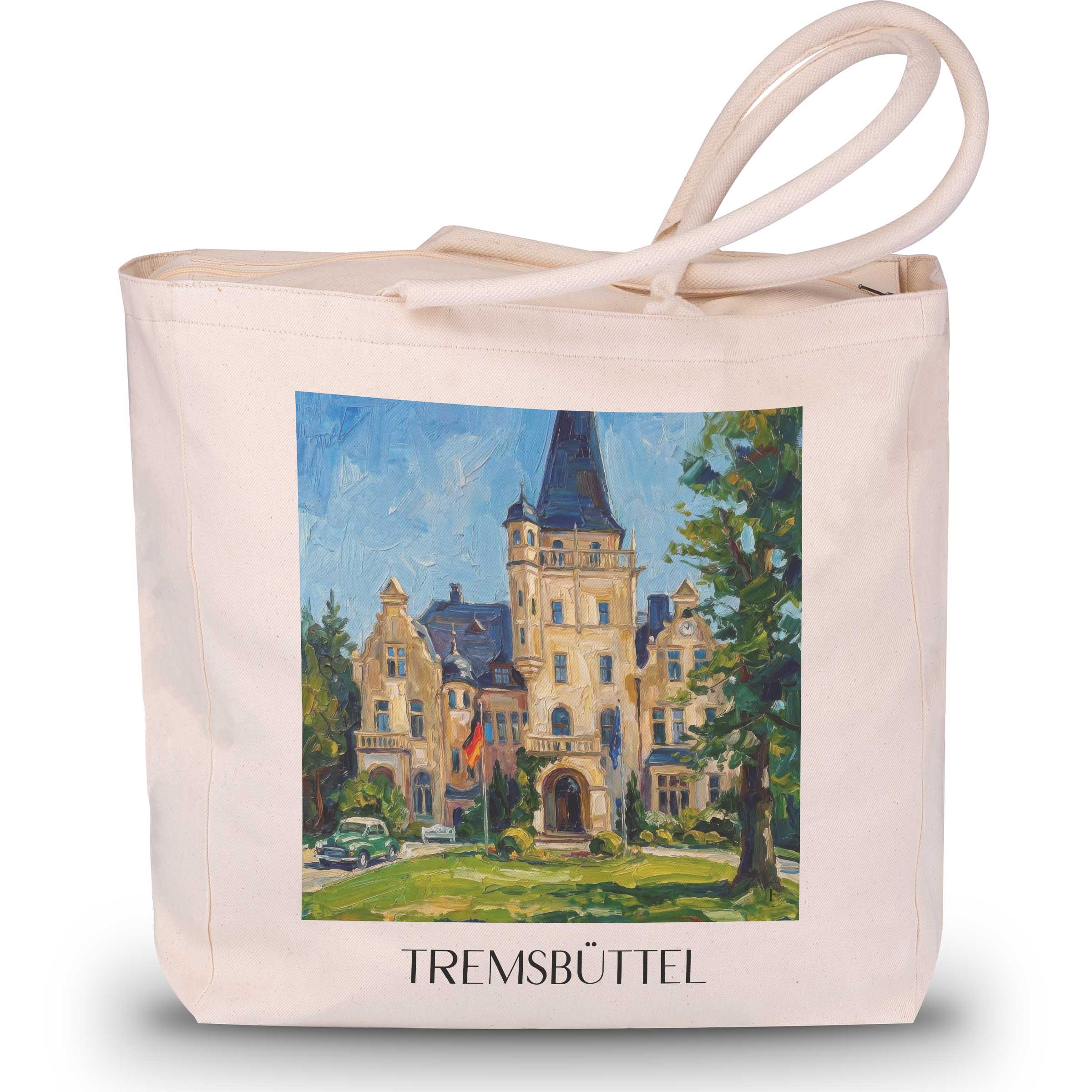 Tremsbüttel Shopping Tasche - Schleswig-Holstein - Deutschland Tote Bag - Einkaufstasche im Ölgemälde Stil