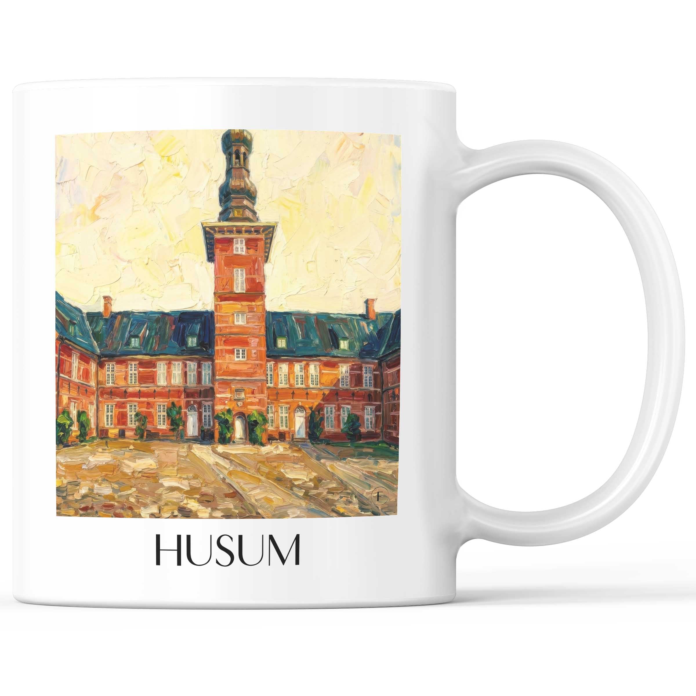 Husum Kaffeebecher - Schleswig - Deutschland Becher - Kaffeetasse im Ölgemälde Stil