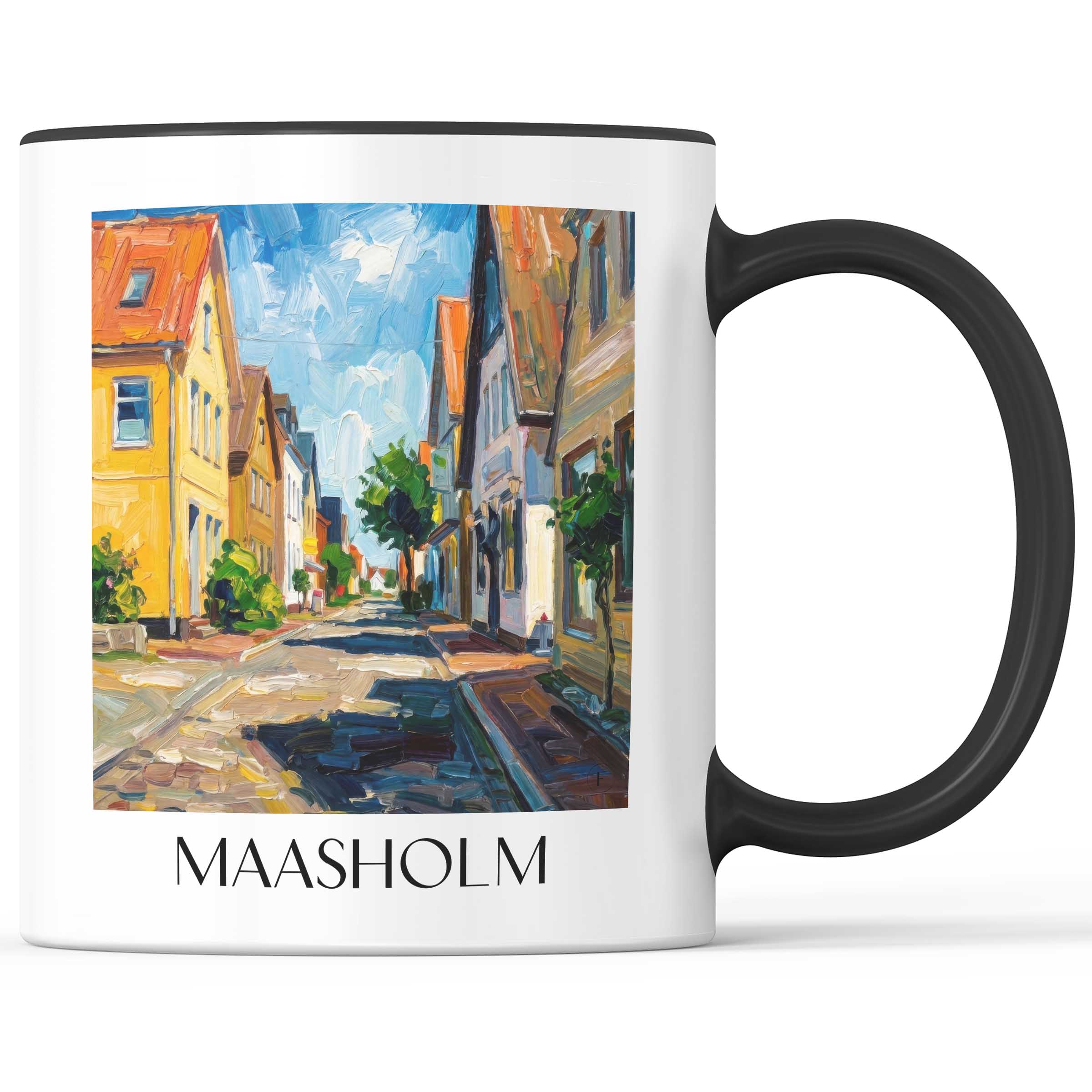 Maasholm Kaffeebecher - Schleswig - Deutschland Becher - Kaffeetasse im Ölgemälde Stil