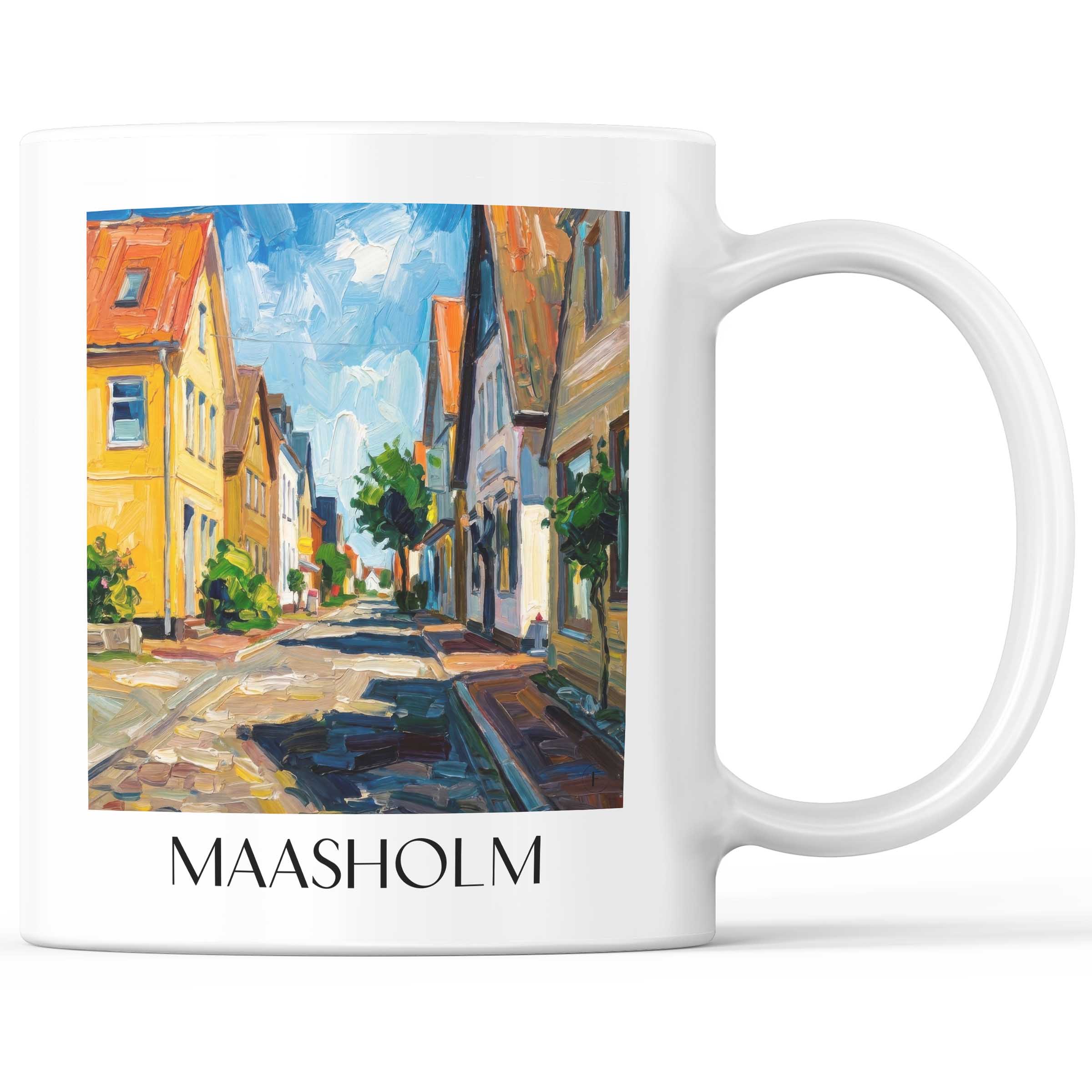 Maasholm Kaffeebecher - Schleswig - Deutschland Becher - Kaffeetasse im Ölgemälde Stil