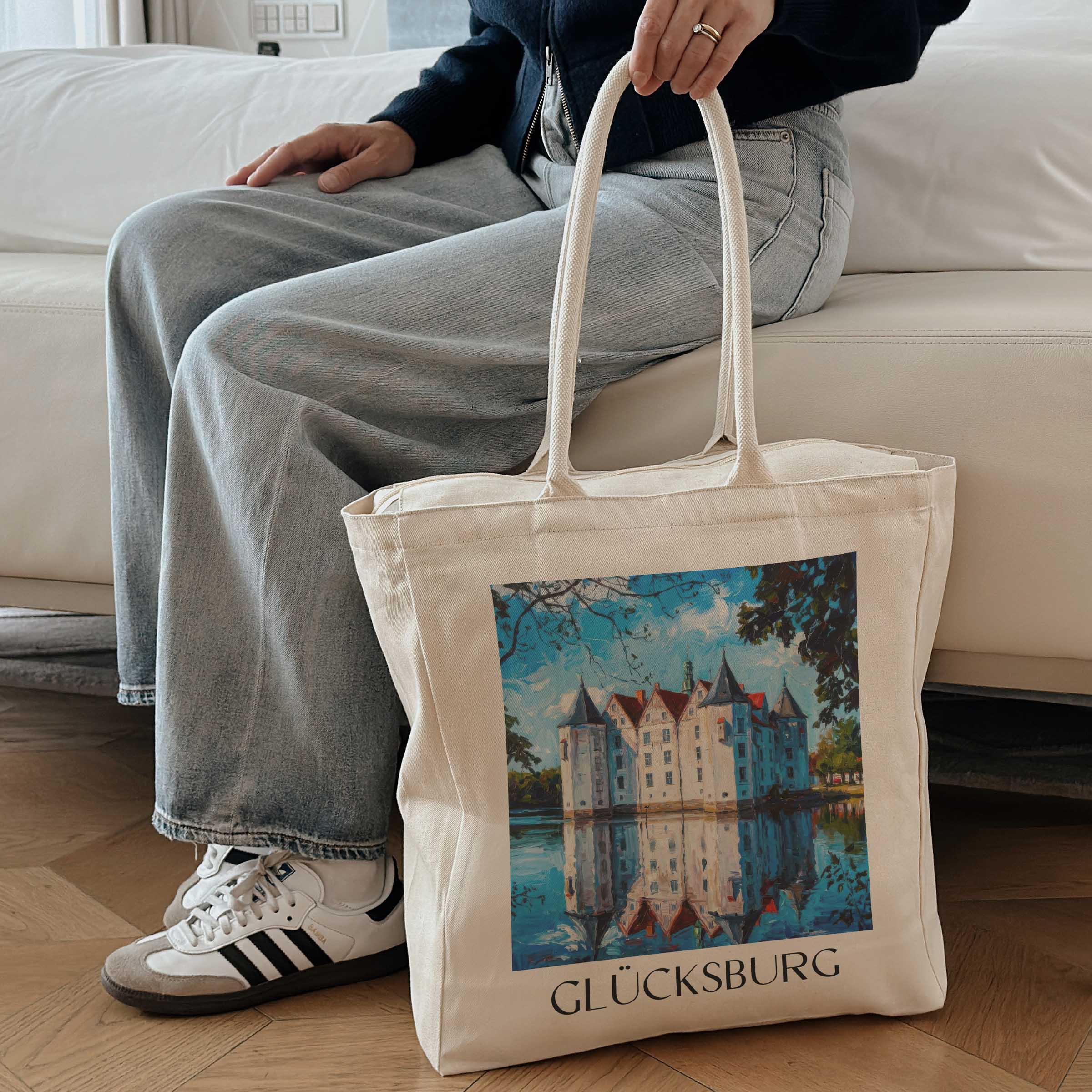 glücksburg-schleswig-deutschland-einkaufstasche-oil-painting-oelgemaelde