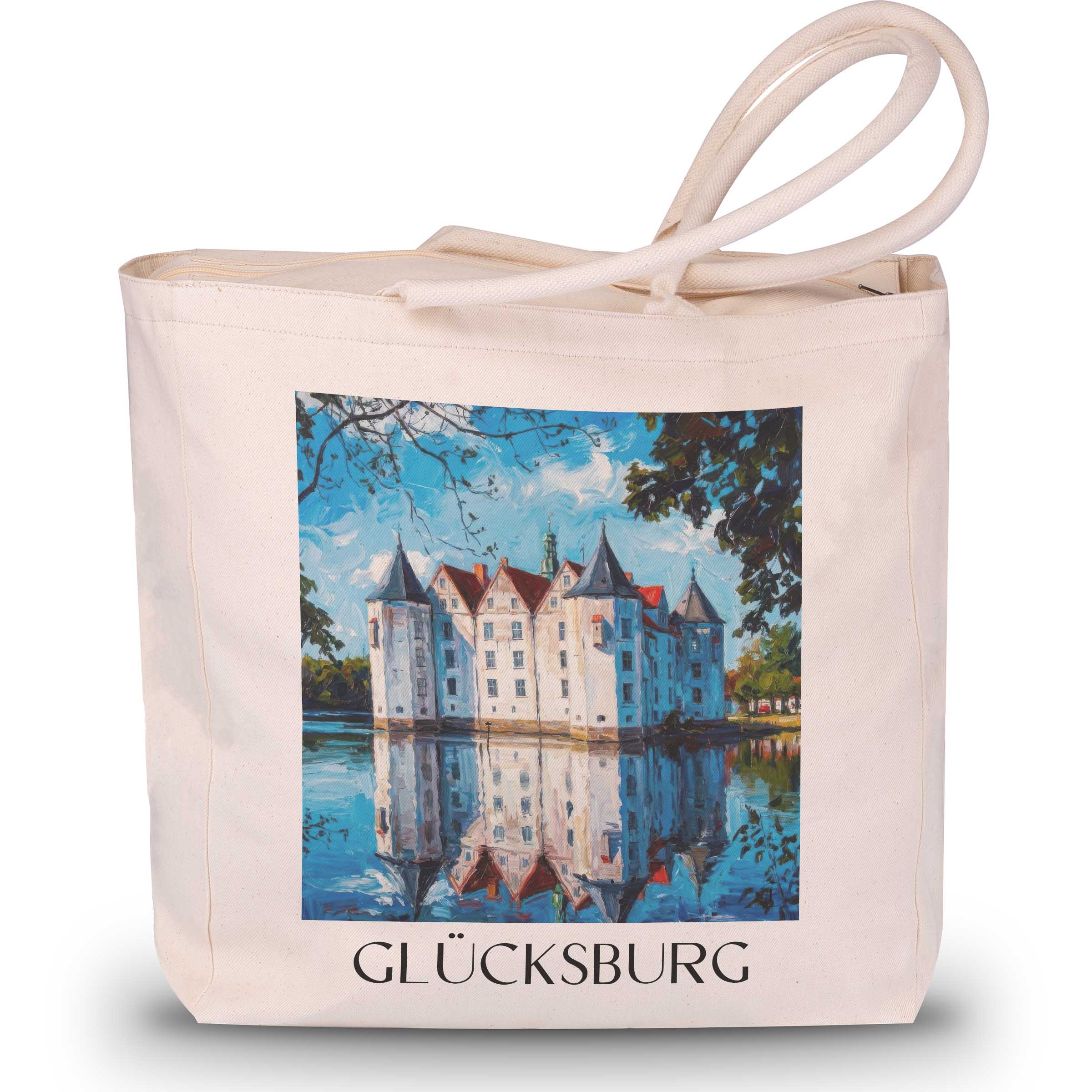Glücksburg Shopping Tasche - Schleswig - Deutschland Tote Bag - Einkaufstasche im Ölgemälde Stil