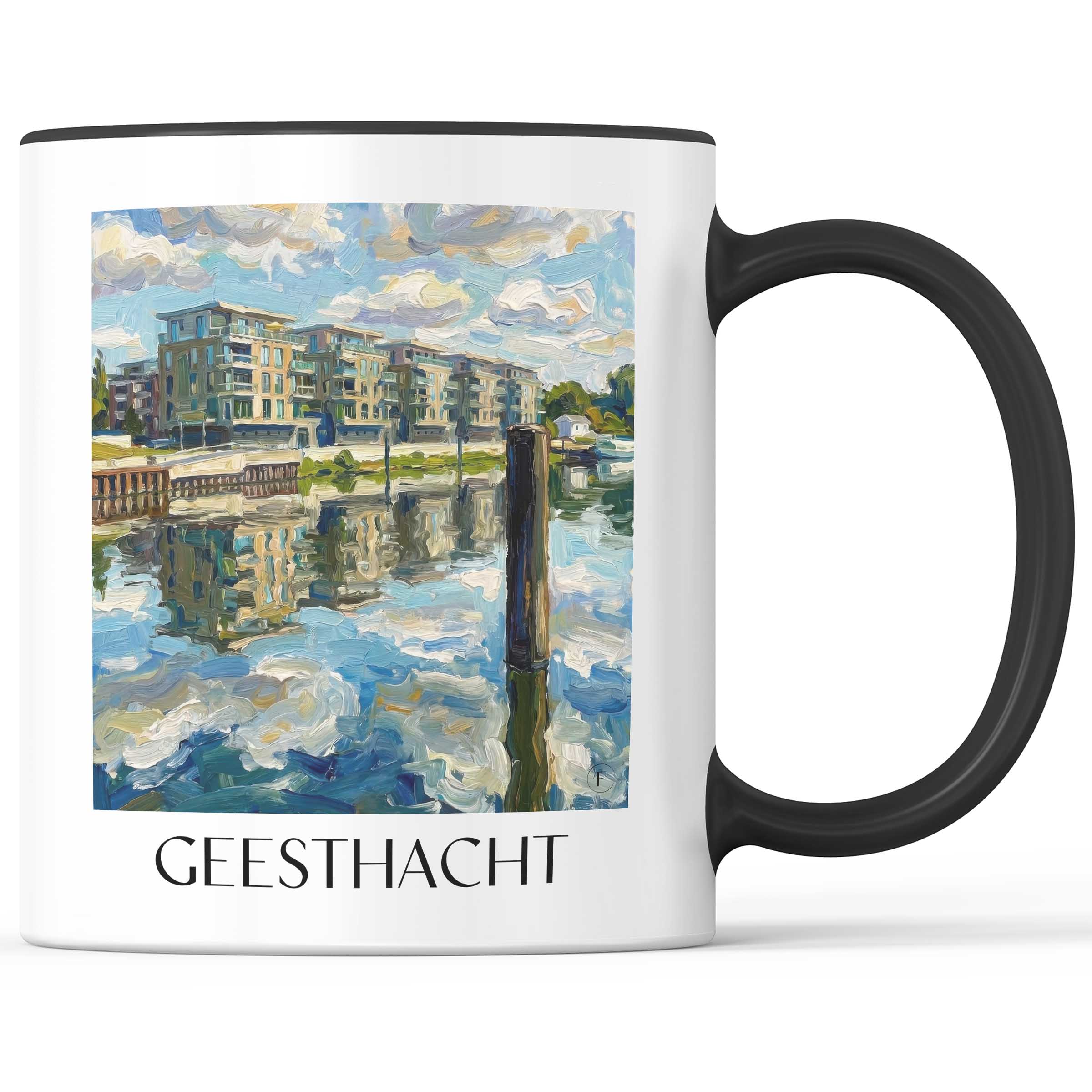 Geesthacht Kaffeebecher - Schleswig-Holstein - Deutschland Becher - Kaffeetasse im Ölgemälde Stil